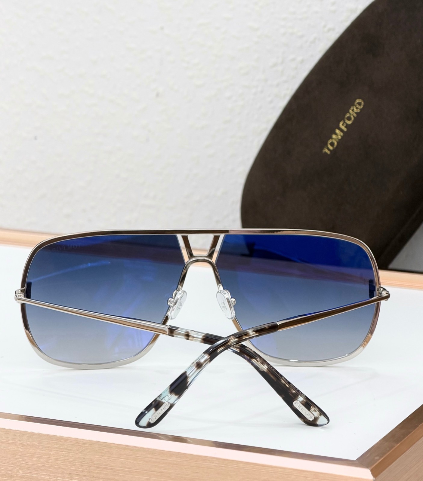 Tom Ford TF1204 Sunglasses Silver Frame Blue Gradient Lens Size 63□11-140