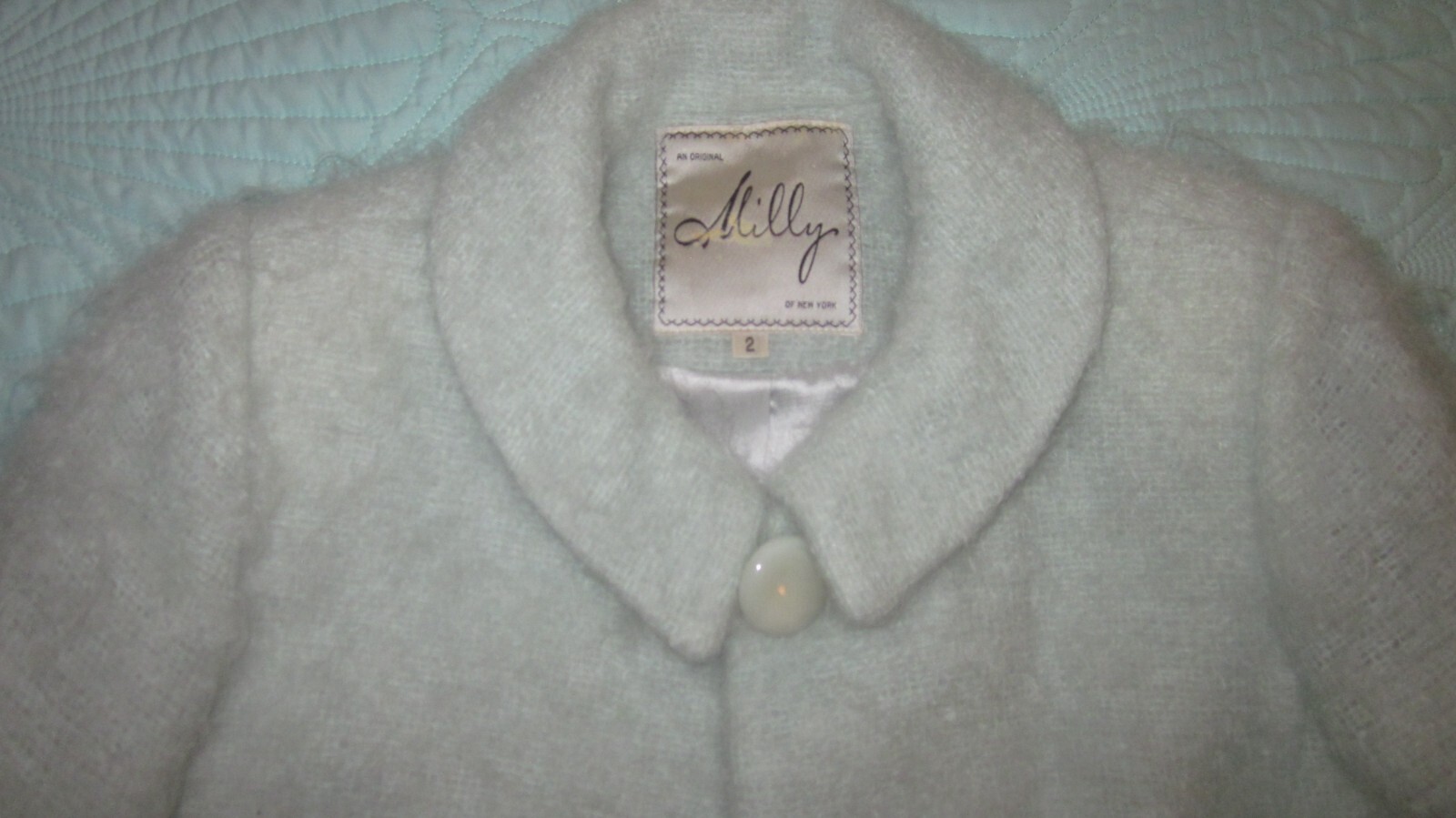 Milly New York Fresh light Mint Green Mohair Wool 3/4 sleeve Jacket Sz 2