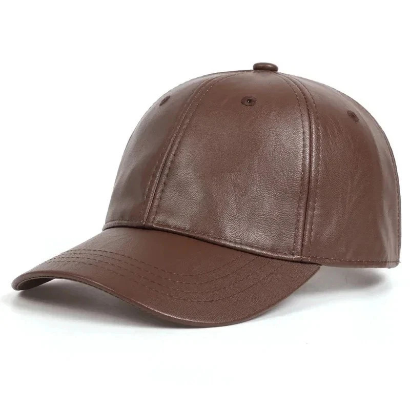 Black Leather Baseball Cap Hat, Mens, Womans, Adjustable Faux Leather Vegan