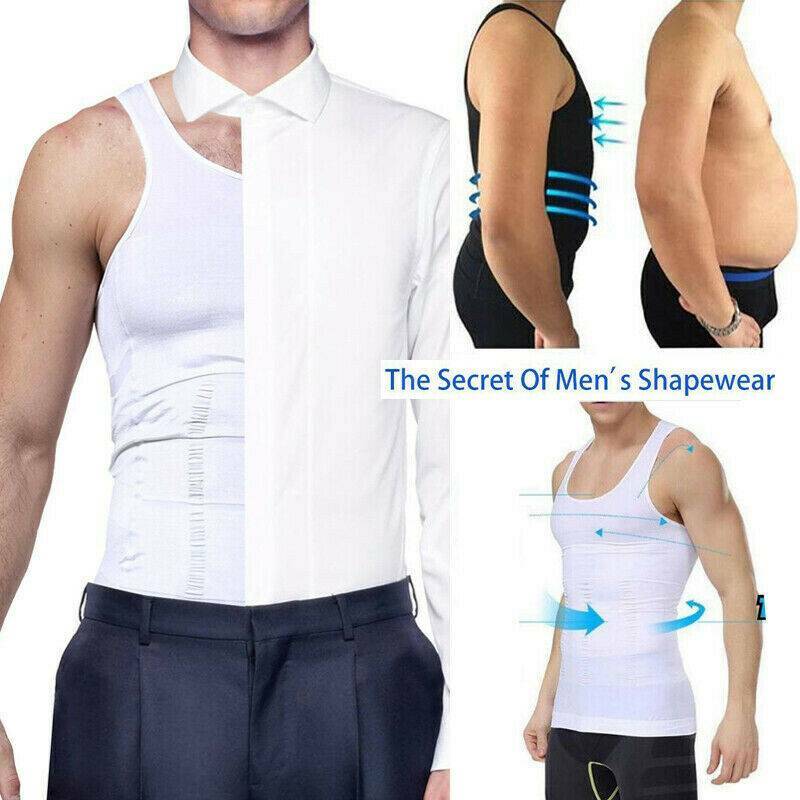 Men Slimming Body Shaper Posture Corrector Vest Abdomen Compression Tops T-Shirt