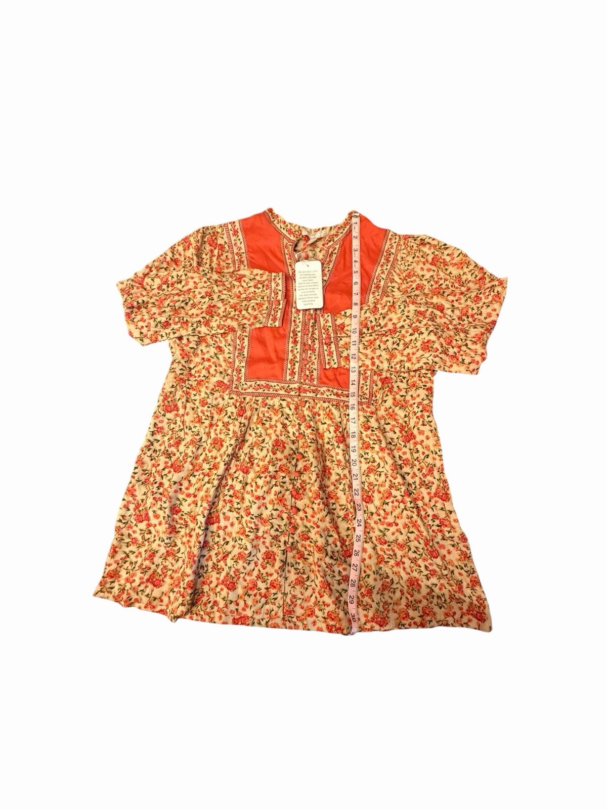 Woman Within Floral Boho Tunic Top 14/16 M
