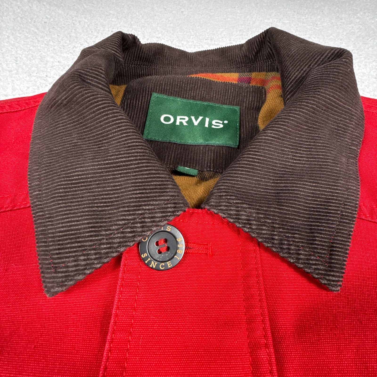 Orives Jacket Mens Large Field Work Chore Utility Flannel Lined Corduroy Collar