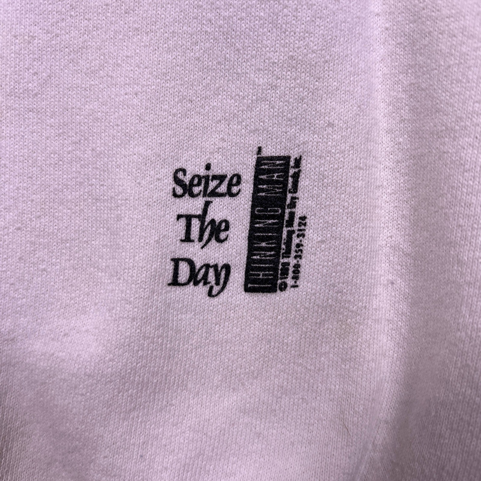 Vintage Carpe Diem Seize The Day Sweatshirt Mens Large White Raglan Crewneck