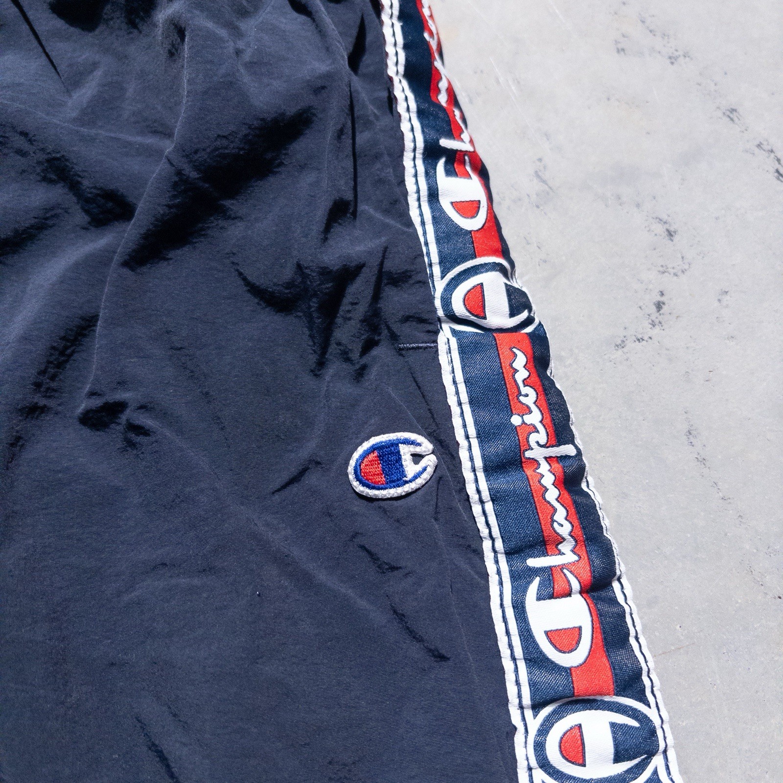 Champion Reverse Weave Nylon Elastic Cuff Track Pants Men’s Small Navy