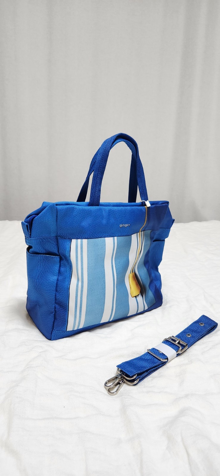 Women’s Blue Stripe Crossbody Bag Top Handle Shoulder Tote Purse Travel New