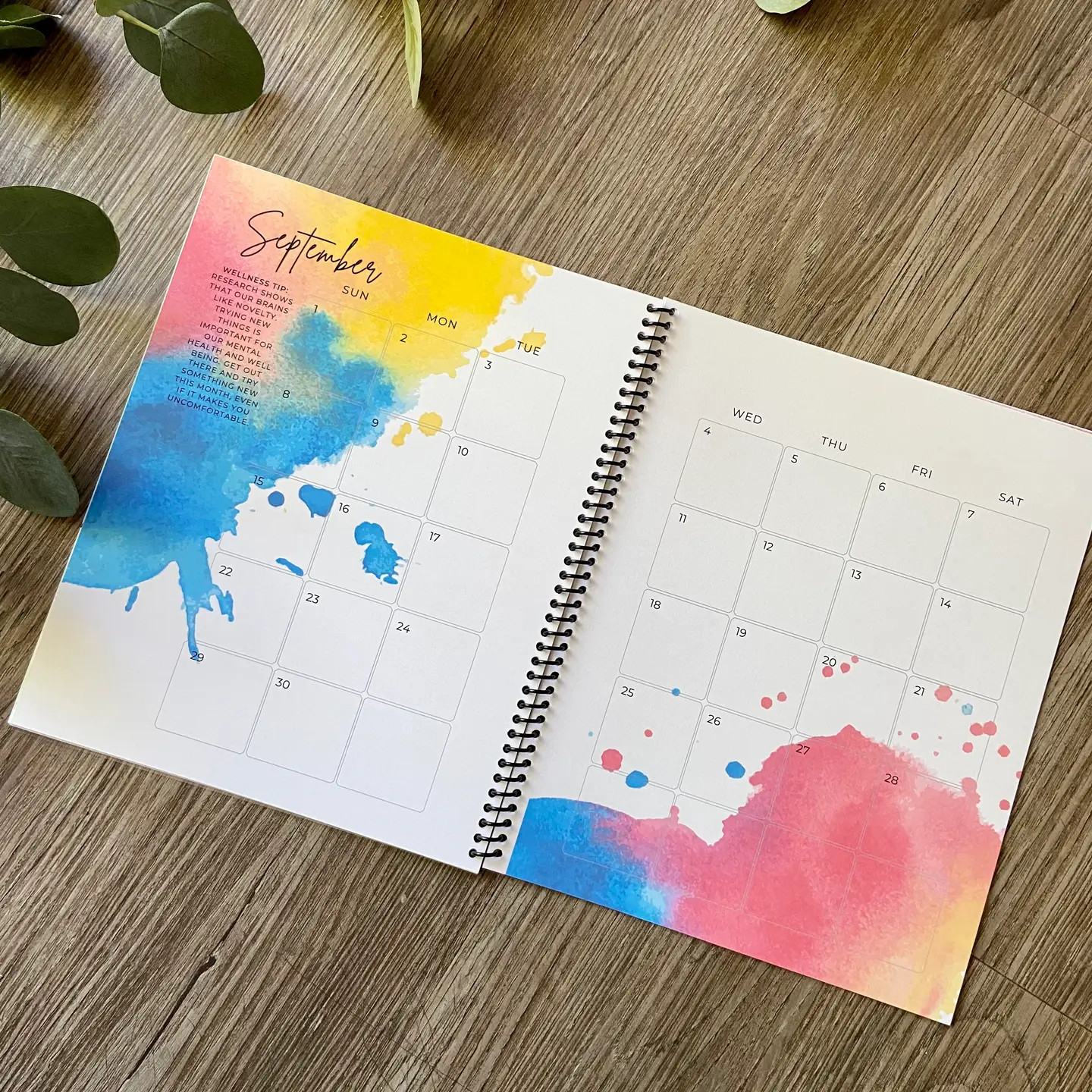 2024 Watercolor Monthly Planner 8X12