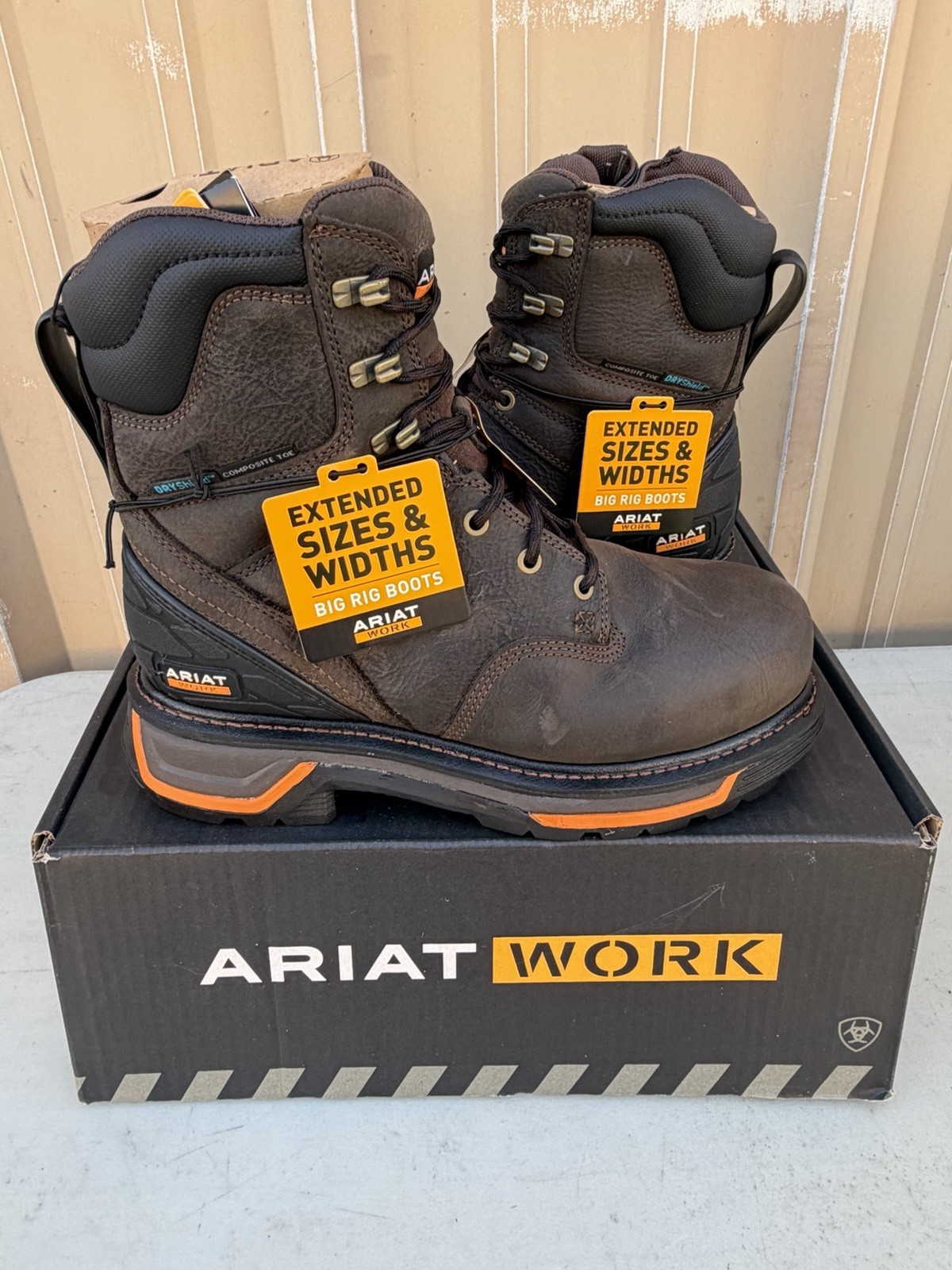 Ariat Big Rig 8 Inch H20 Comp Toe Iron Coffee Waterproof Men Size 8 Extra Wide