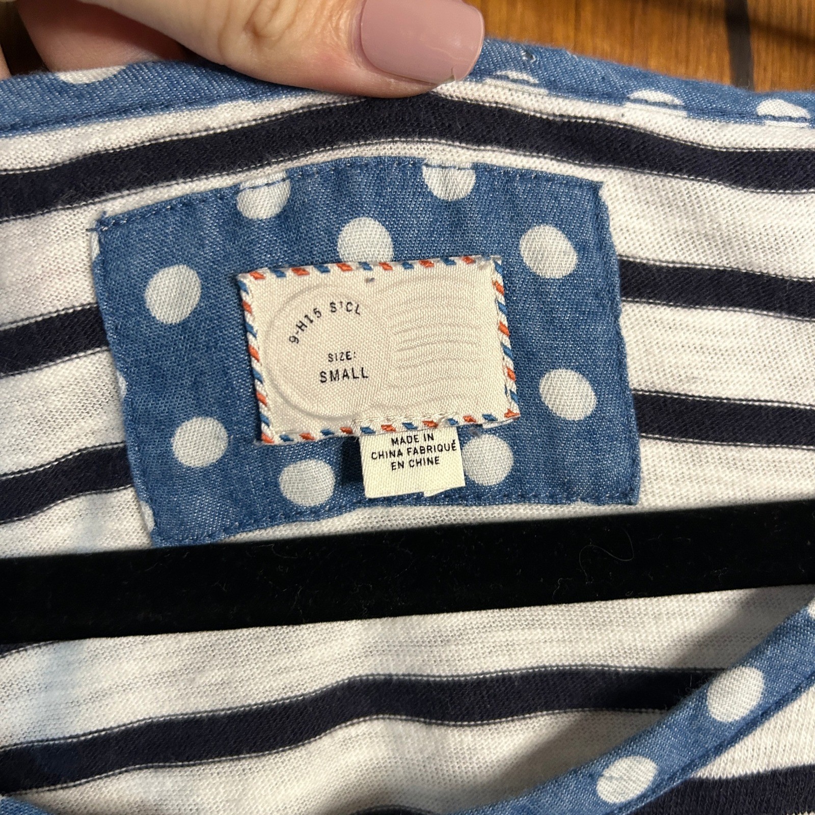 Anthropologie Postmark Blue & White Striped and Polka Dot Long Sleeve Size Small