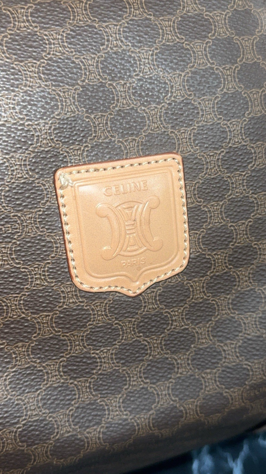 CELINE Macadam Boston Bag M13 Travel Duffle Bag Brown —AUTHENTIC—