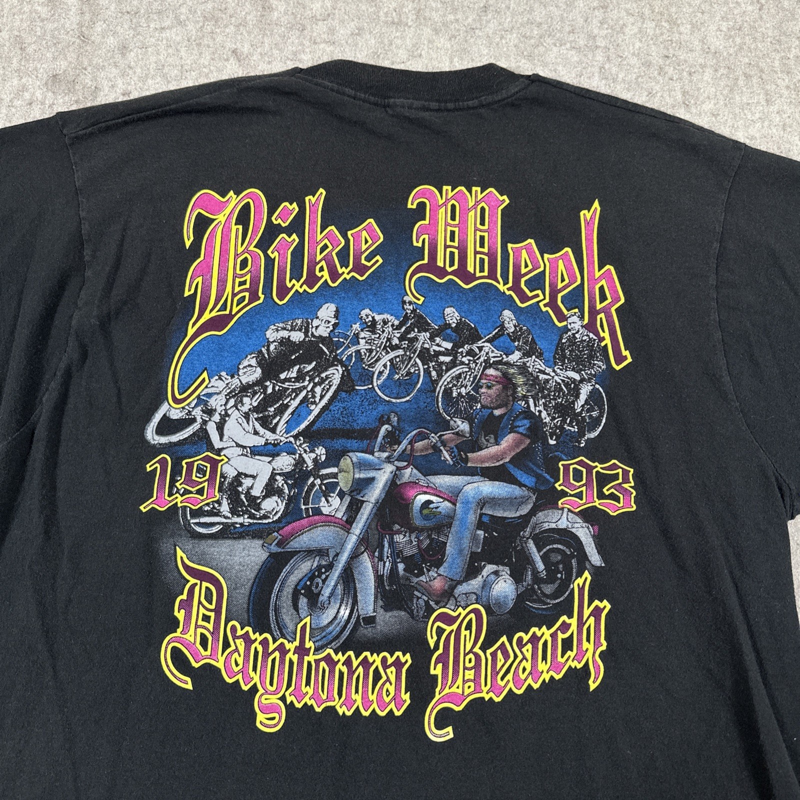 VTG 1993 Daytona Beach Bike Week T-Shirt XL? Black Short Sleeve USA Made