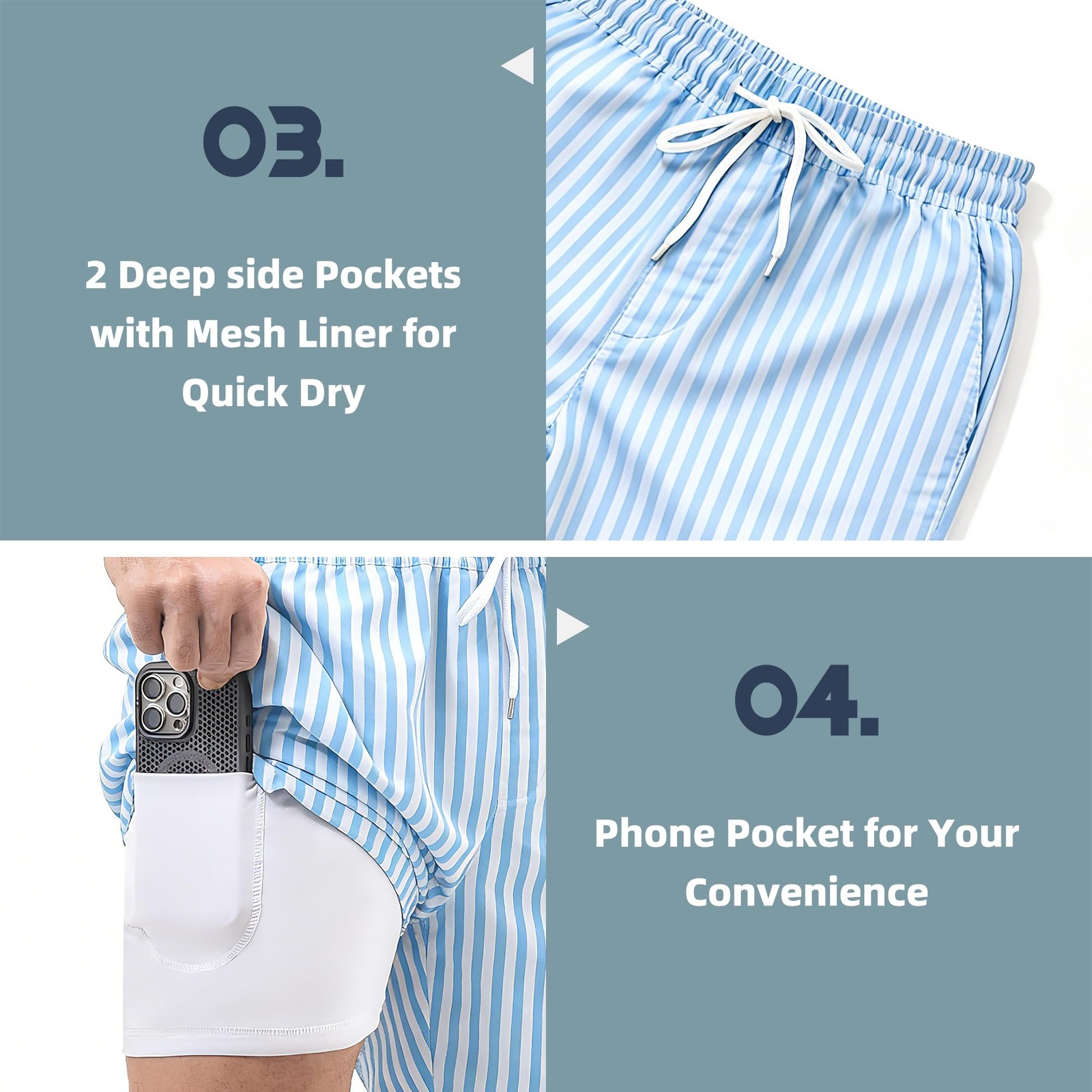 Mens Swim Trunks 2 in 1 with Compression Liner 7 Inch Quick Dry with Pockets …