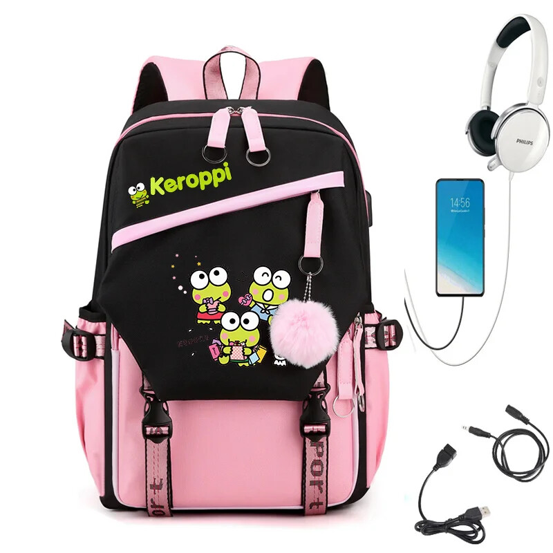 Kerokero/Keroppi/frog Backpack Rucksack School Bags USB Charging Backpack