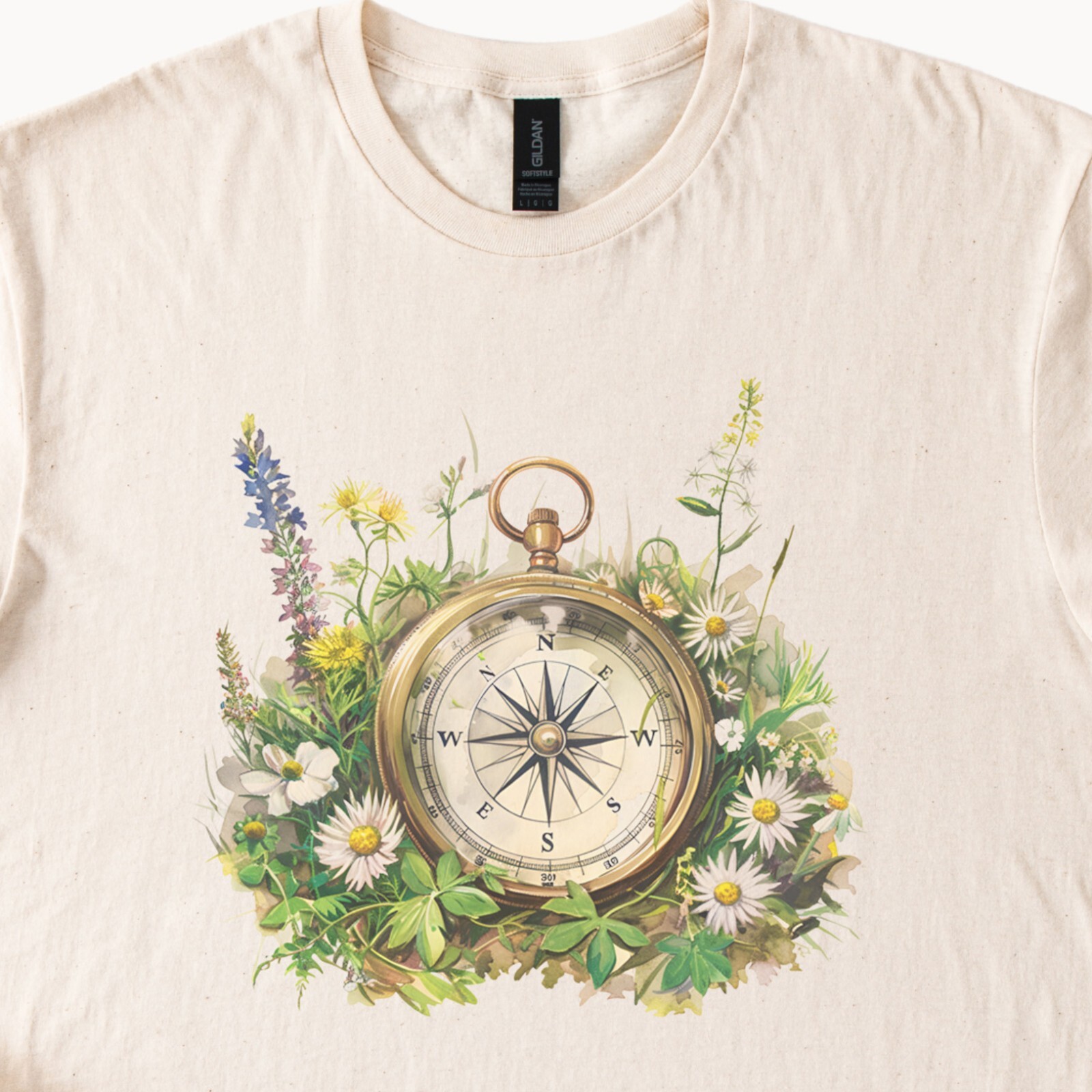 Floral Compass Tee Nature Shirt Wanderlust Top Adventure Clothing