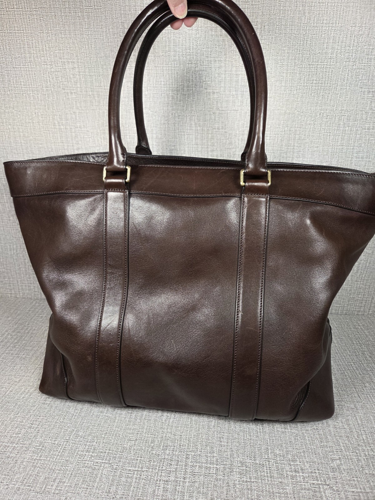 COACH Bleecker Weekend XL Leather Tote Bag Dark Brown RARE COLOR Style# 70487