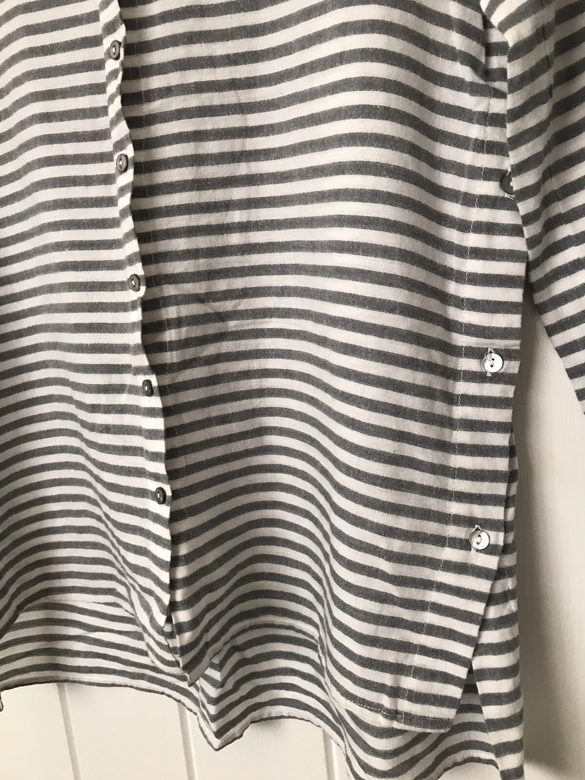 Phase Eight Soft Cotton Grey White Striped Artisan Shirt Blouse Top size UK 10