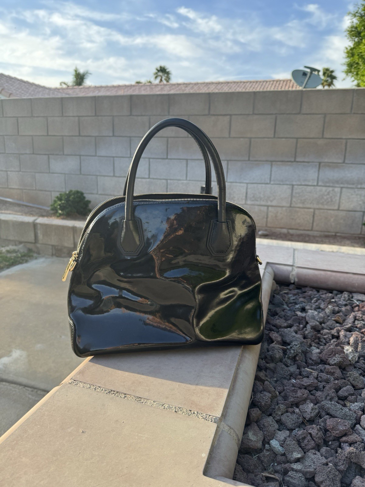 Michael Kors Patent Leather Satchel Handbag Classic Everyday Use
