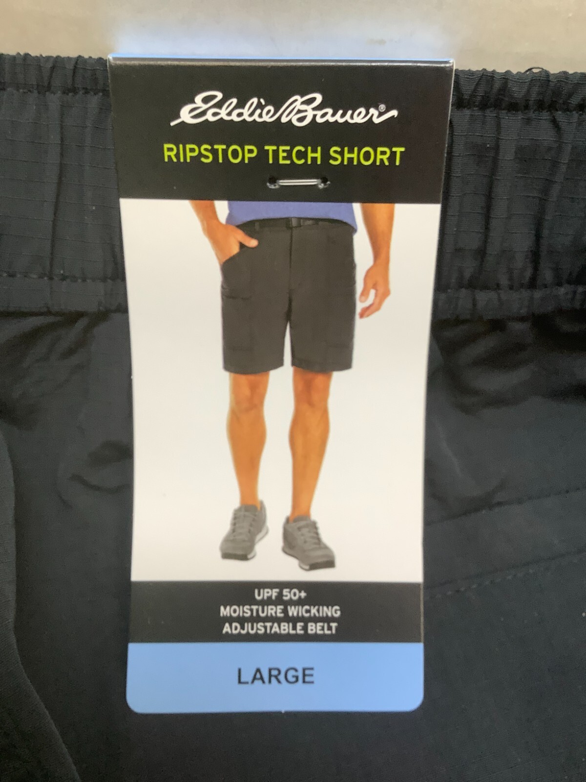 Eddie Bauer Men’s Ripstop Tech Pull On Short, Large, Black, Free Shipping!!!