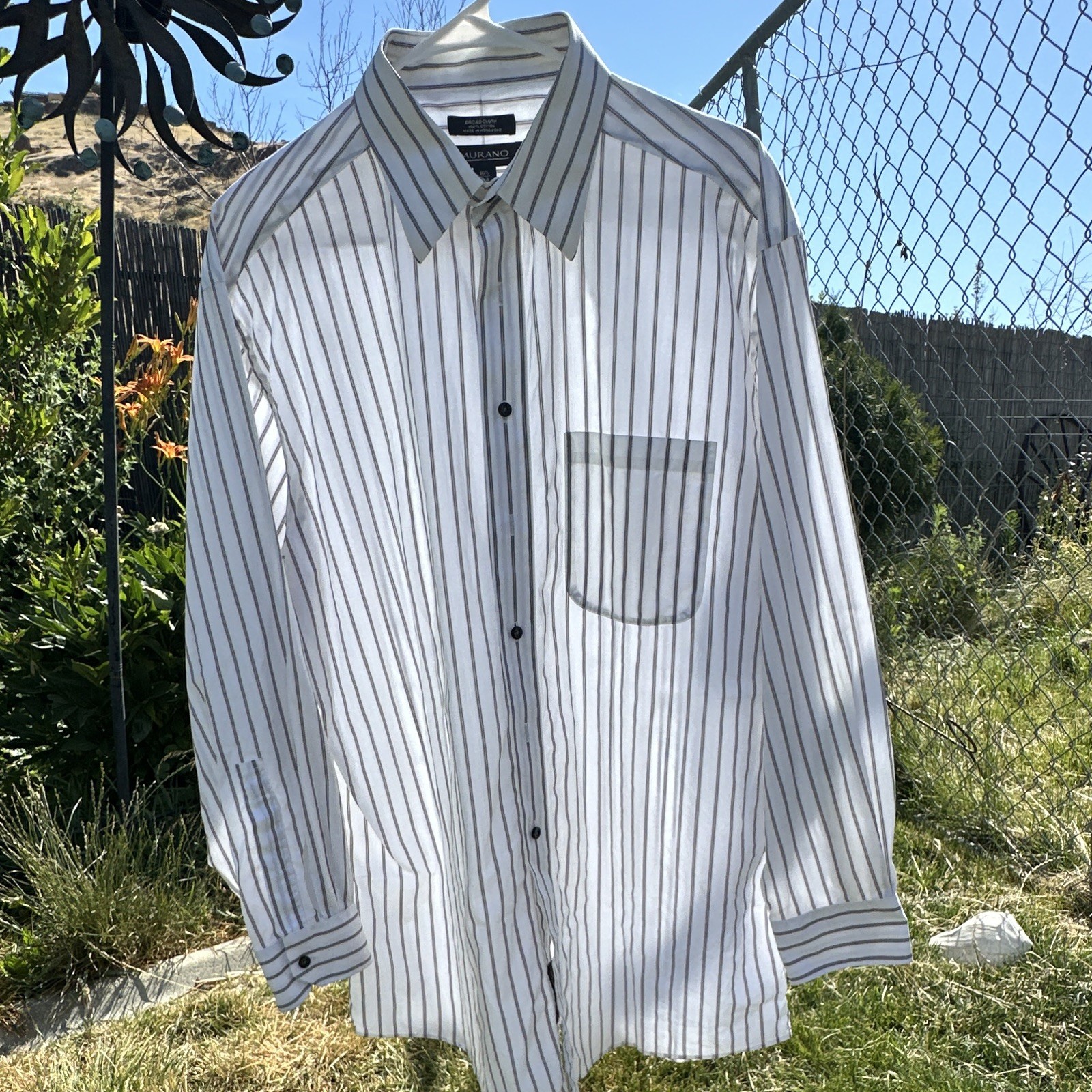 Vintage Murano Dress Shirt, 16.5 34, 100% Cotton, Made in Hong Kong