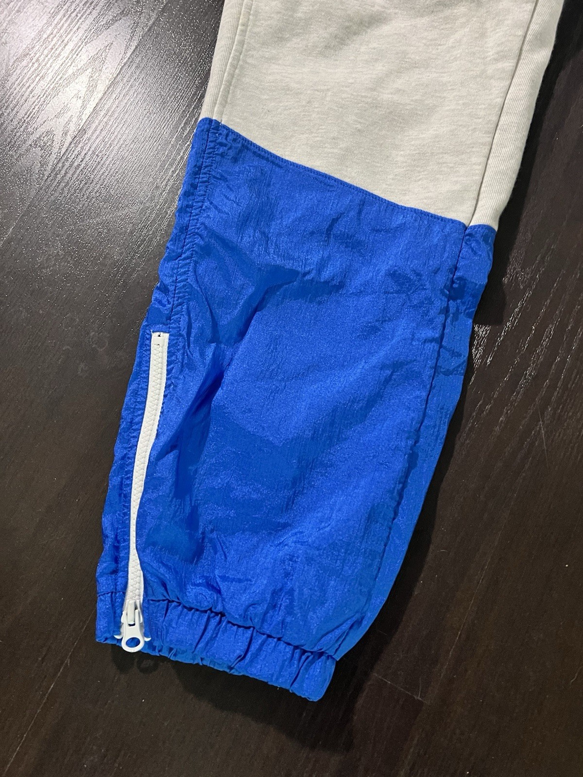 Vintage Champion L Gray Blue Pink Colorblock Jogger Pants Zip Pockets Drawstring