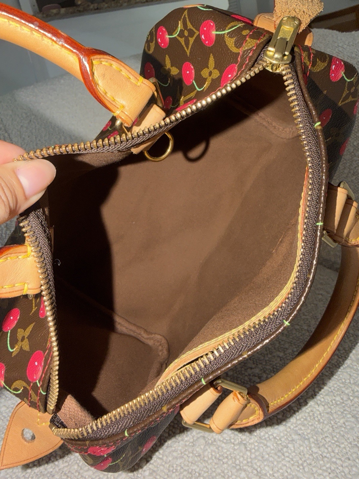 Louis Vuitton Speedy Satchel 25 Brown Canvas Monogram Cerises