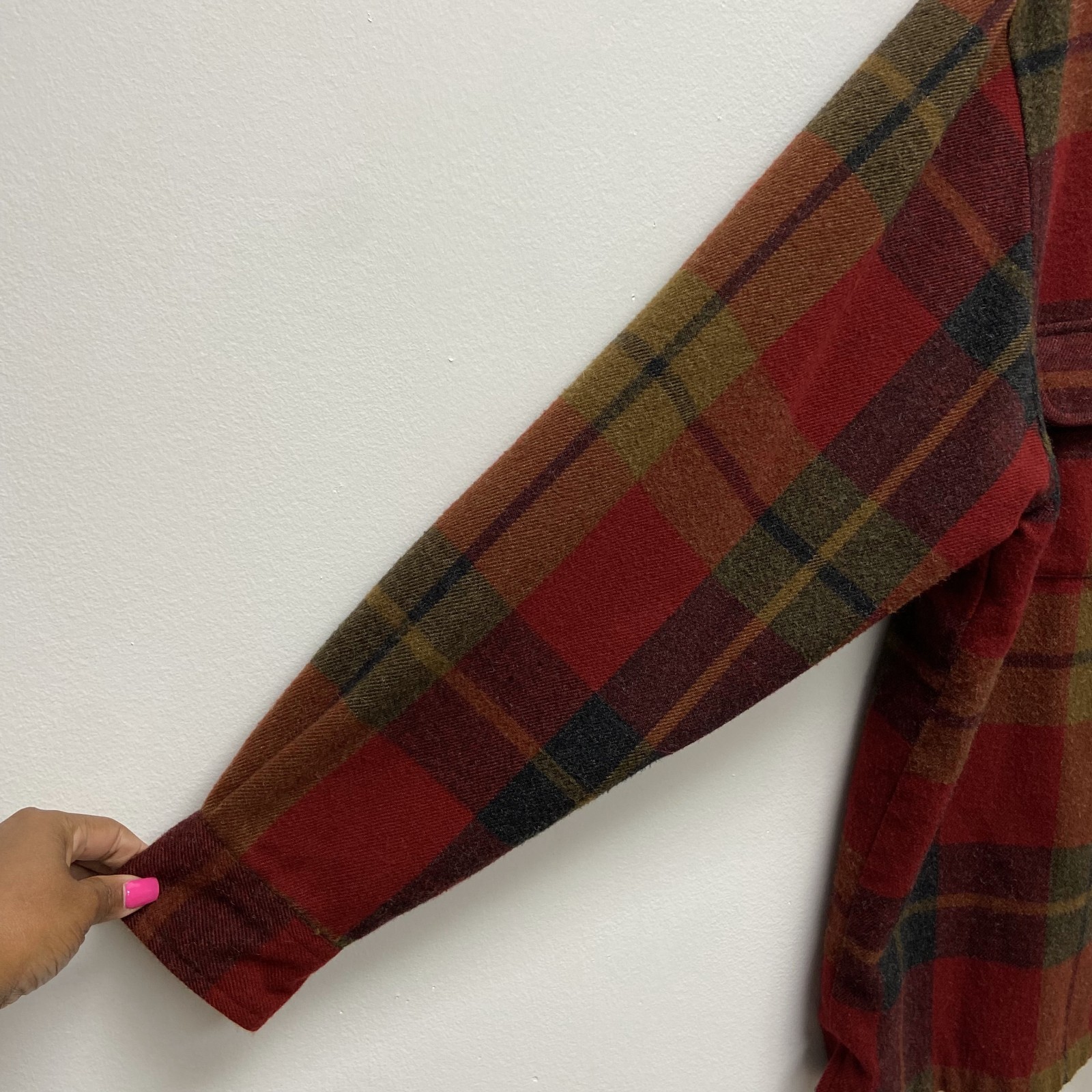 Ivy Crew Shirt Shacket Mens Red Plaid Leather Elbow Pads & Collar Jacket Large