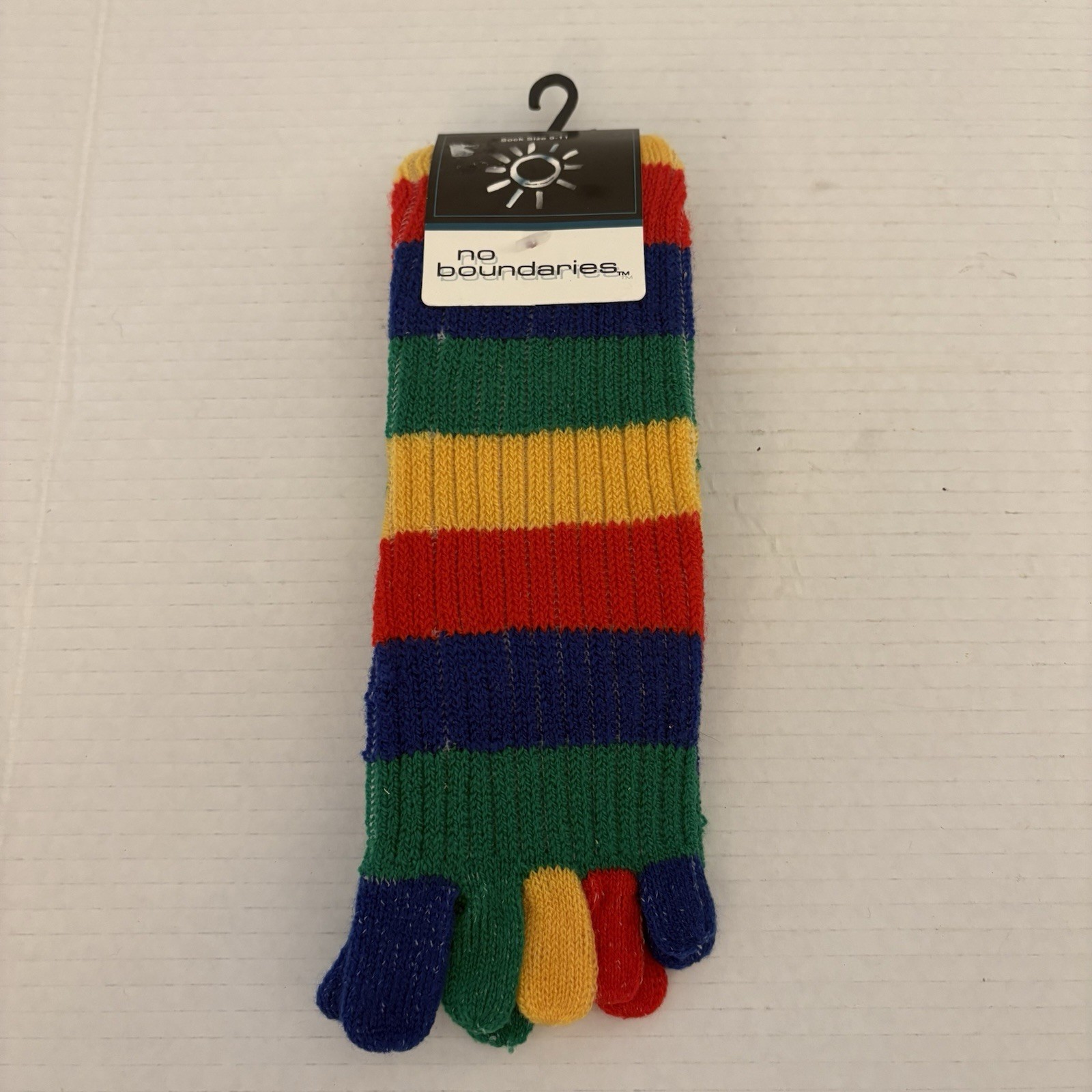 VTG 90s Retro Y2K Individual Toe Socks Rainbow Striped Novelty Funky NWT