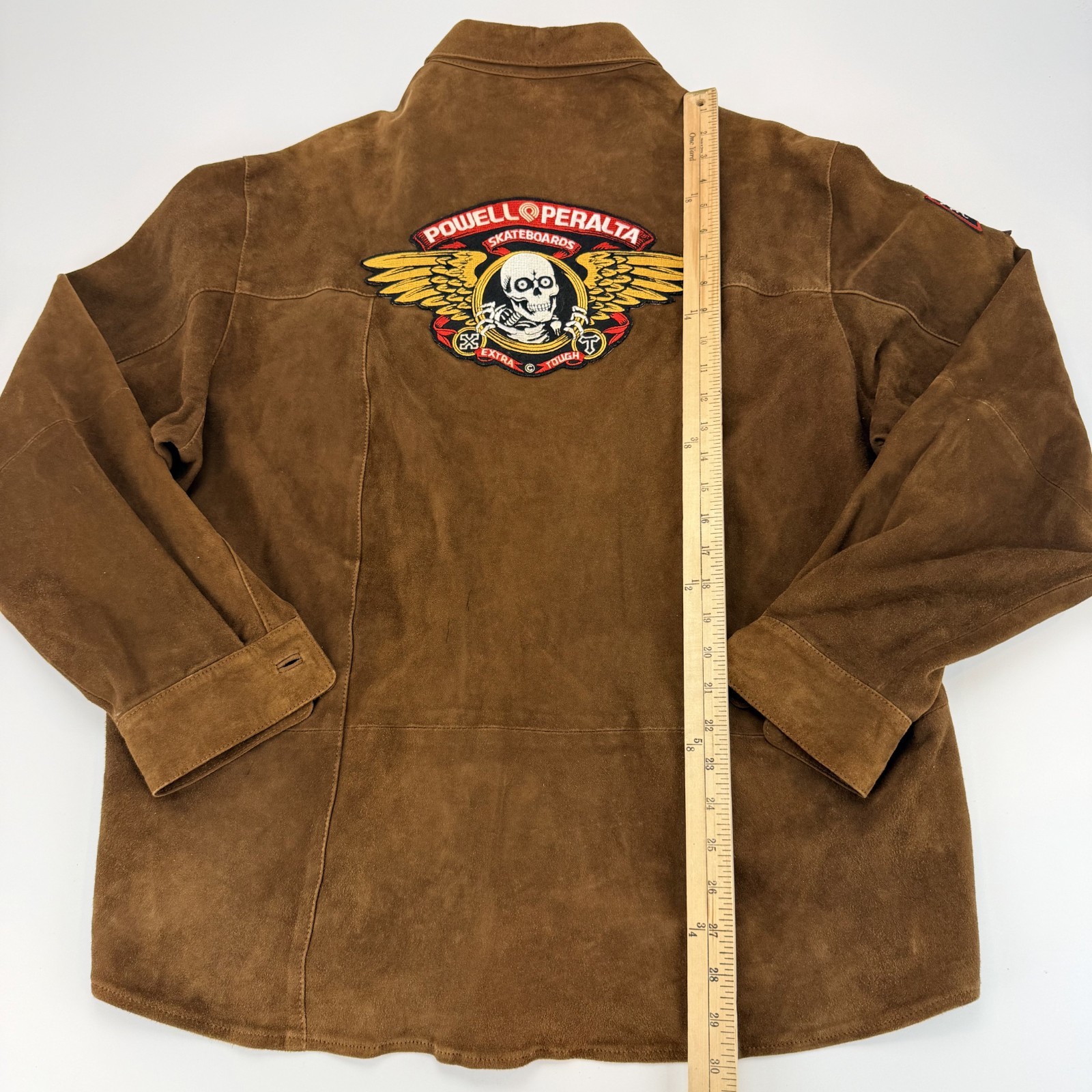 Custom Powell Peralta Suede Jacket XXL Spitfire Deathbox Skate Patches