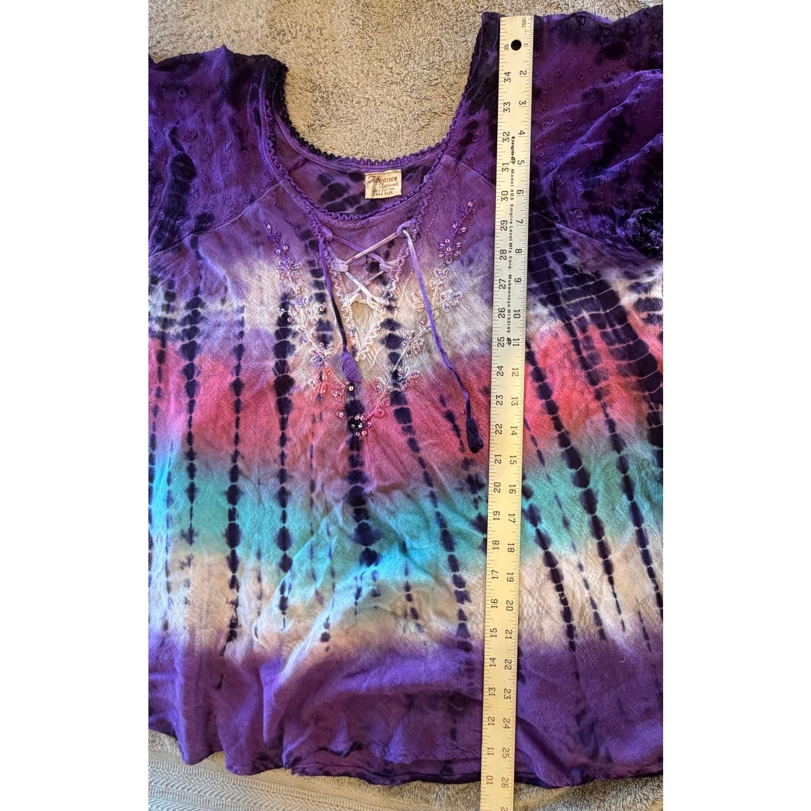 Vintage Advanced Apparels Tie-Dye T-Shirt Bohemian Fun Flowy Summer Top