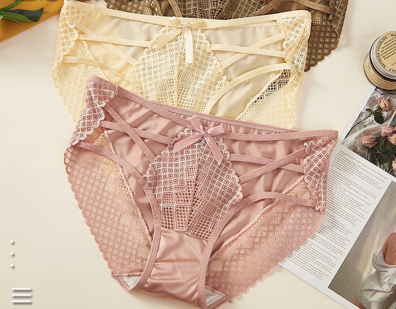 Women Low waist Briefs Squares Stripe Lace Seamless Plus size Underpants 91981