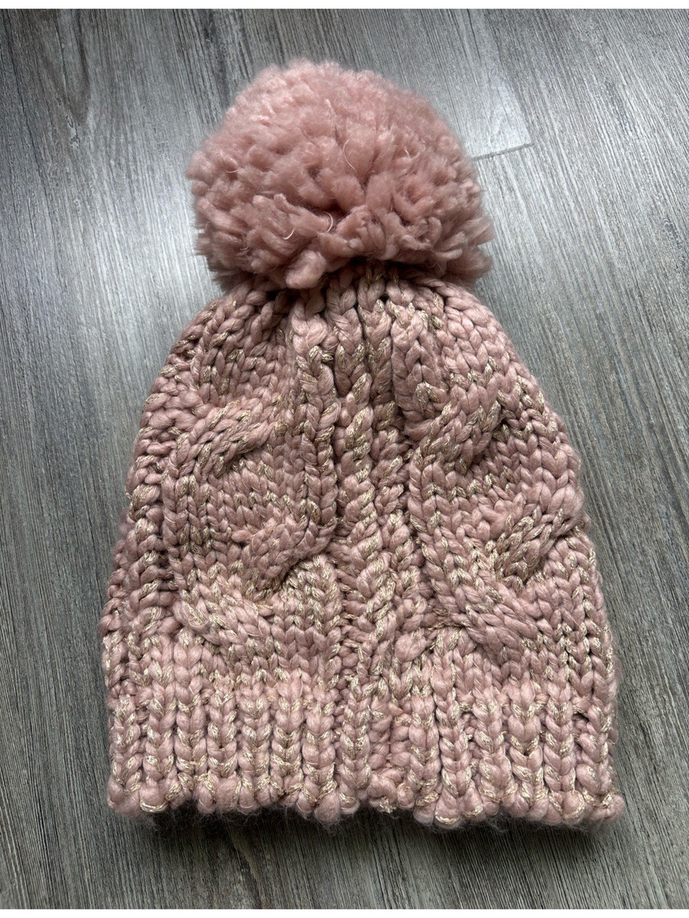 LC Lauren Conrad Blush Pink Metallic-Thread Knit Beanie