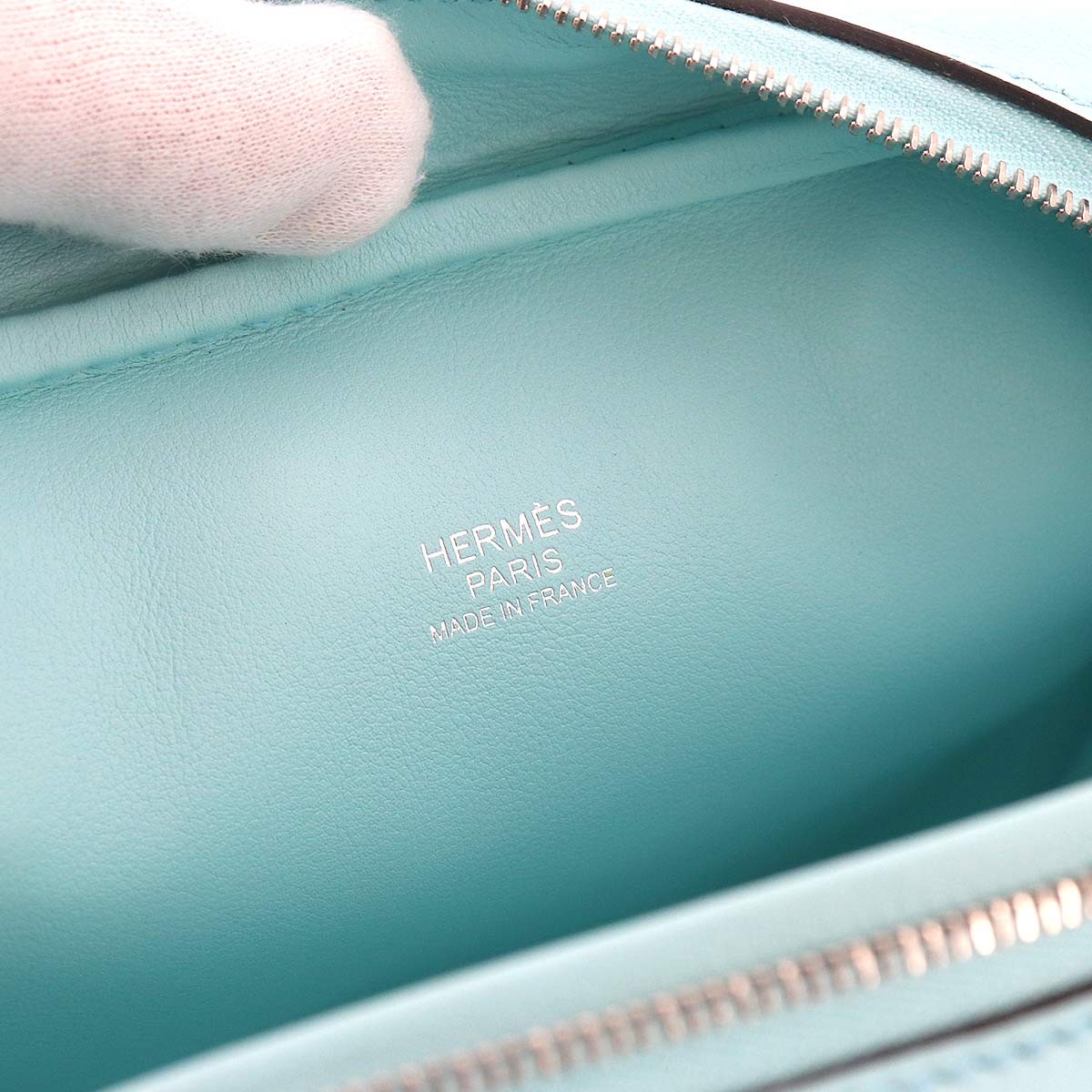 HERMES Mini Plume 20 Hand Bag Veau Swift Bleu Zephyr Purse 90329291