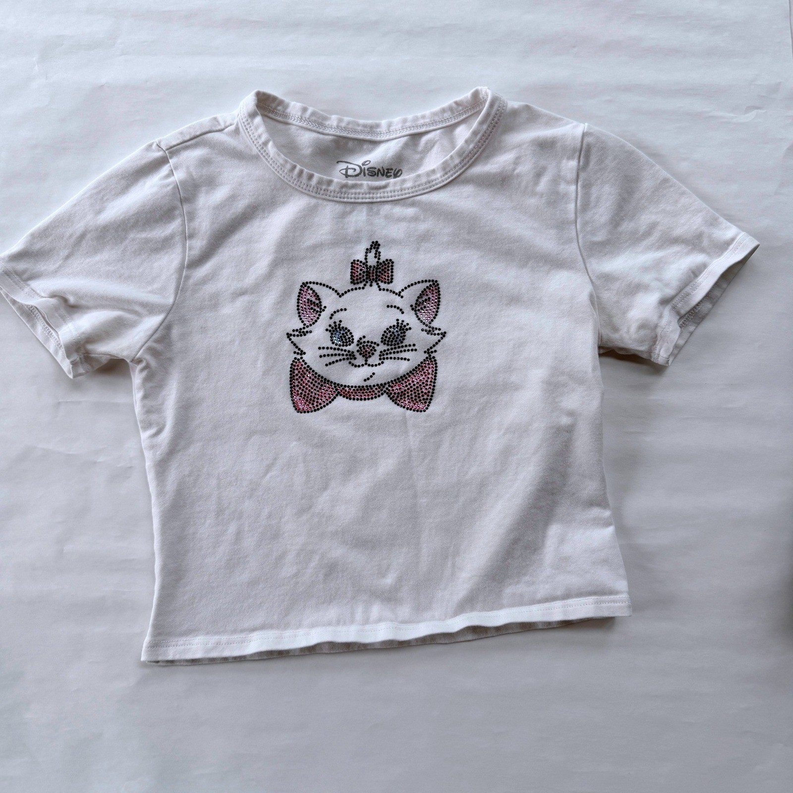 Disney Marie Aristocats Rhinestone Baby Tee White Hot Topic Small Crop Top