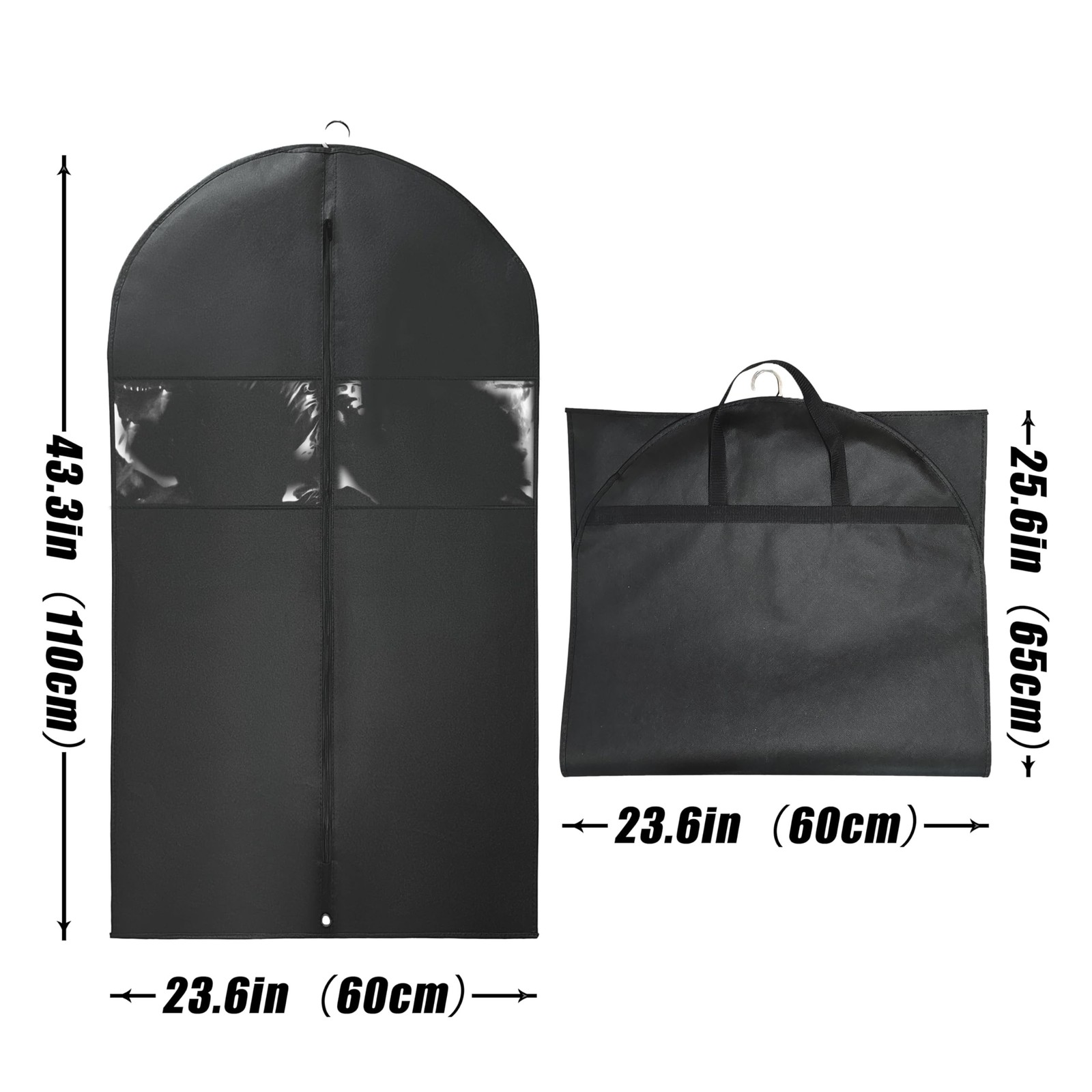 4 Pcs Black Portable Men’s Business Travel Suit Bags，Waterproof Sturdy Ha