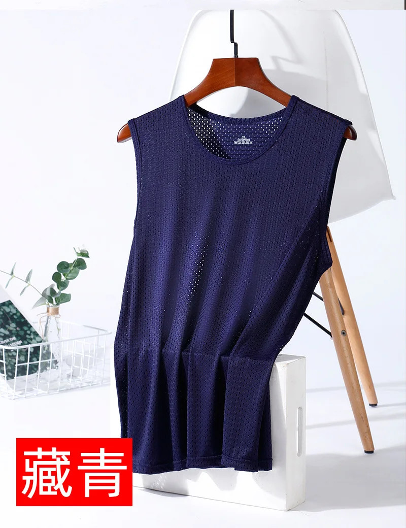 Men’s Vests Casual Male U Collor Sleeveless Breathable Thin Loose Hollow Out.