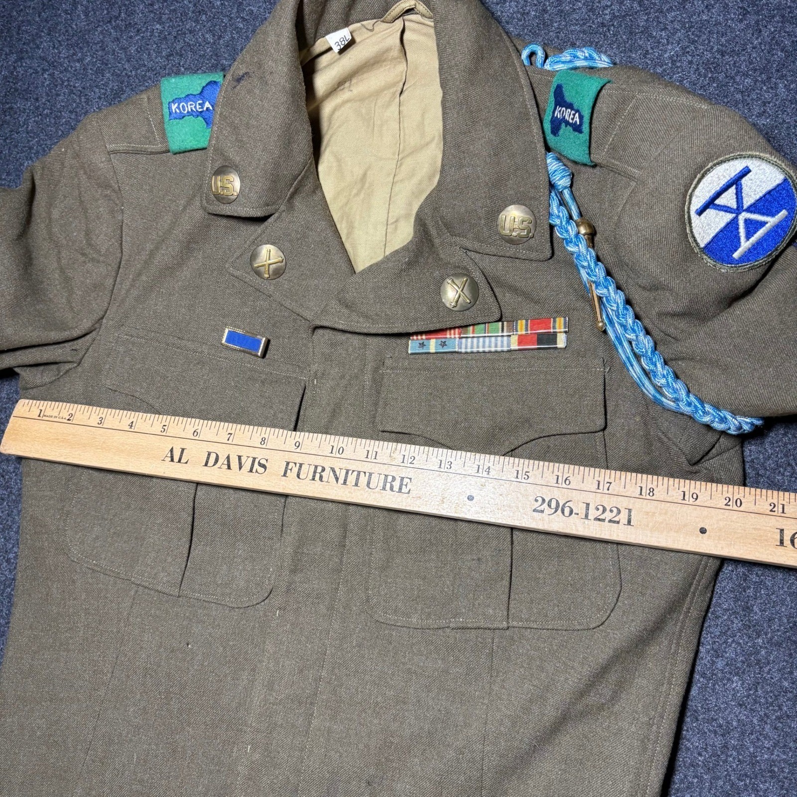Vintage Korean War US Army Ike Jacket 8th Army Sgt Multi Ribbon Overseas Bars