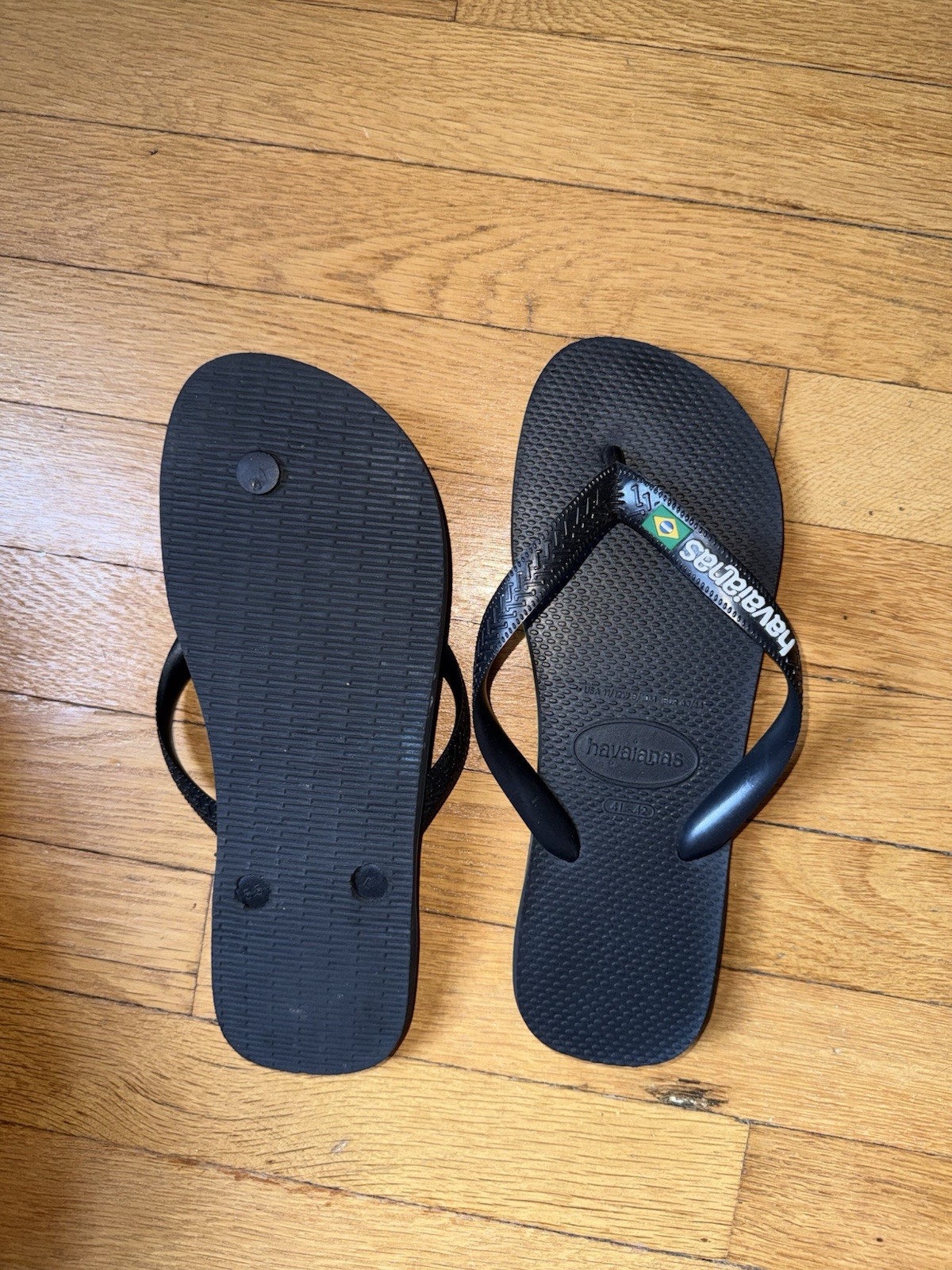 Havaianas Brazil Logo Black Flip Flops Sandal Men Size 9-10 41-42