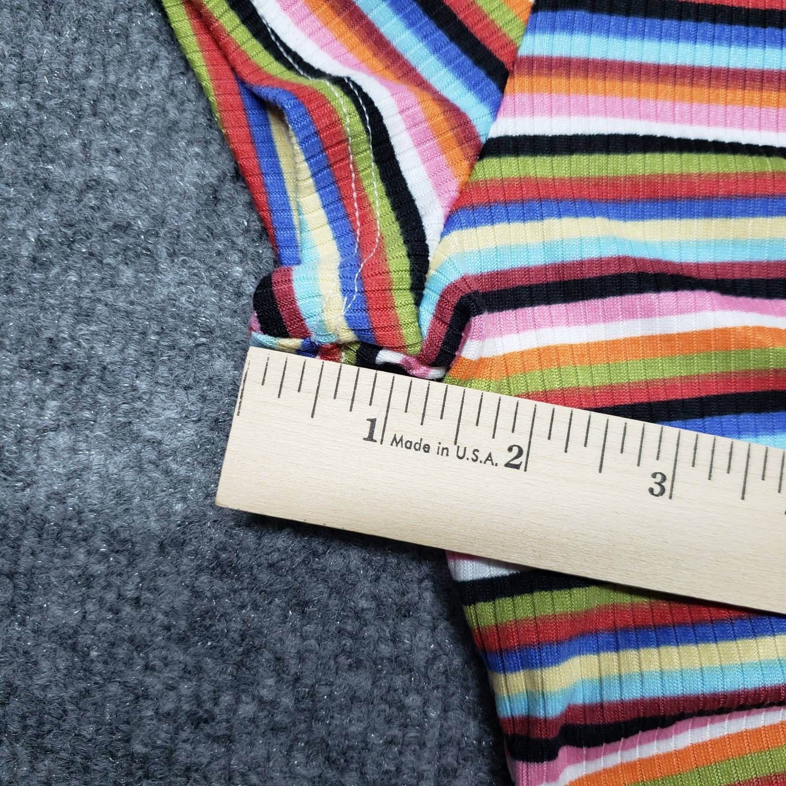 Rue21 Crop Top Womens L Multicolor Striped Short Sleeve V-Neck Ruched Tie New