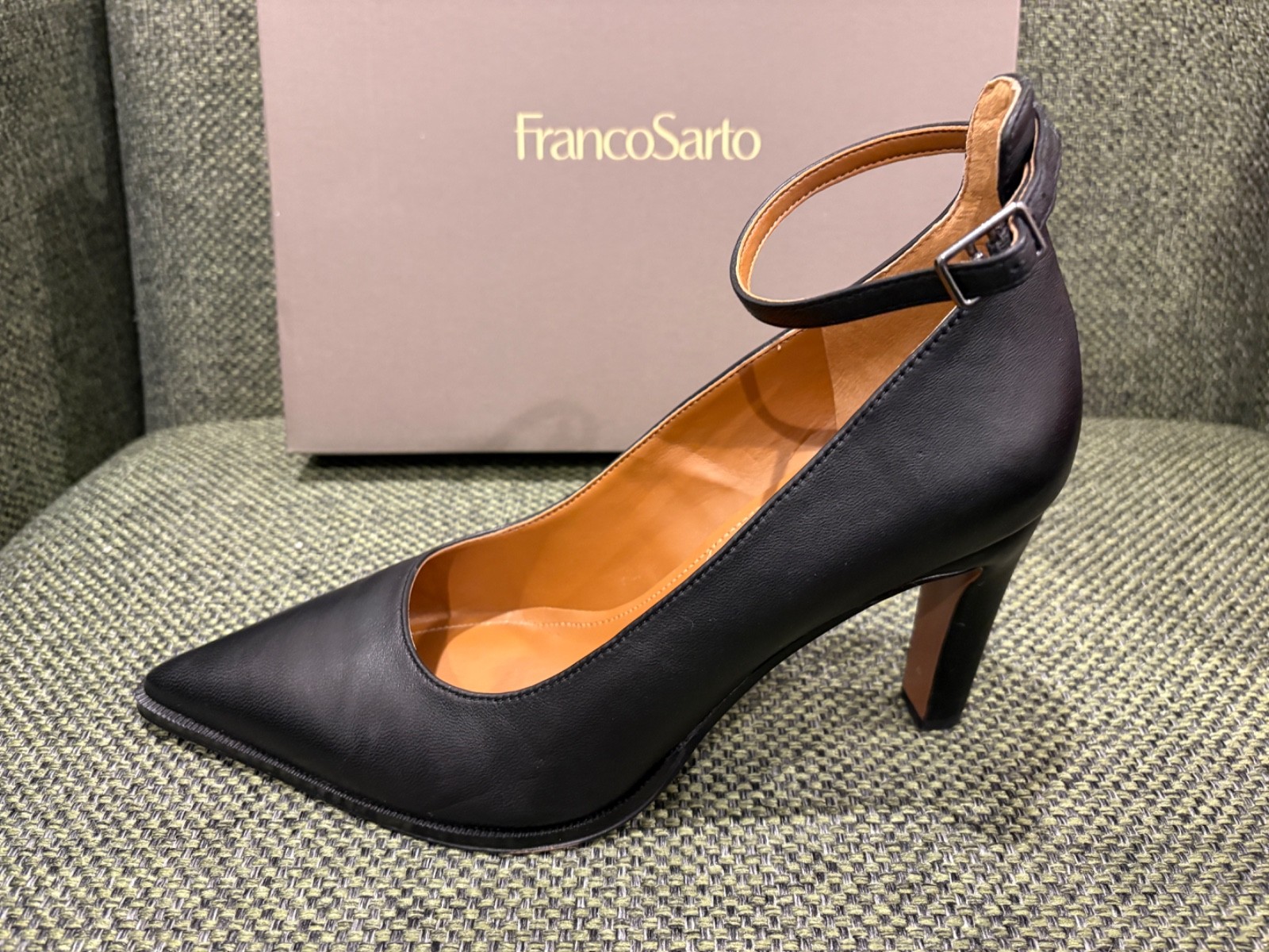 FRANCO SARTO WOMENS 9.5 M ADEJA BLACK 3.5″ HEEL