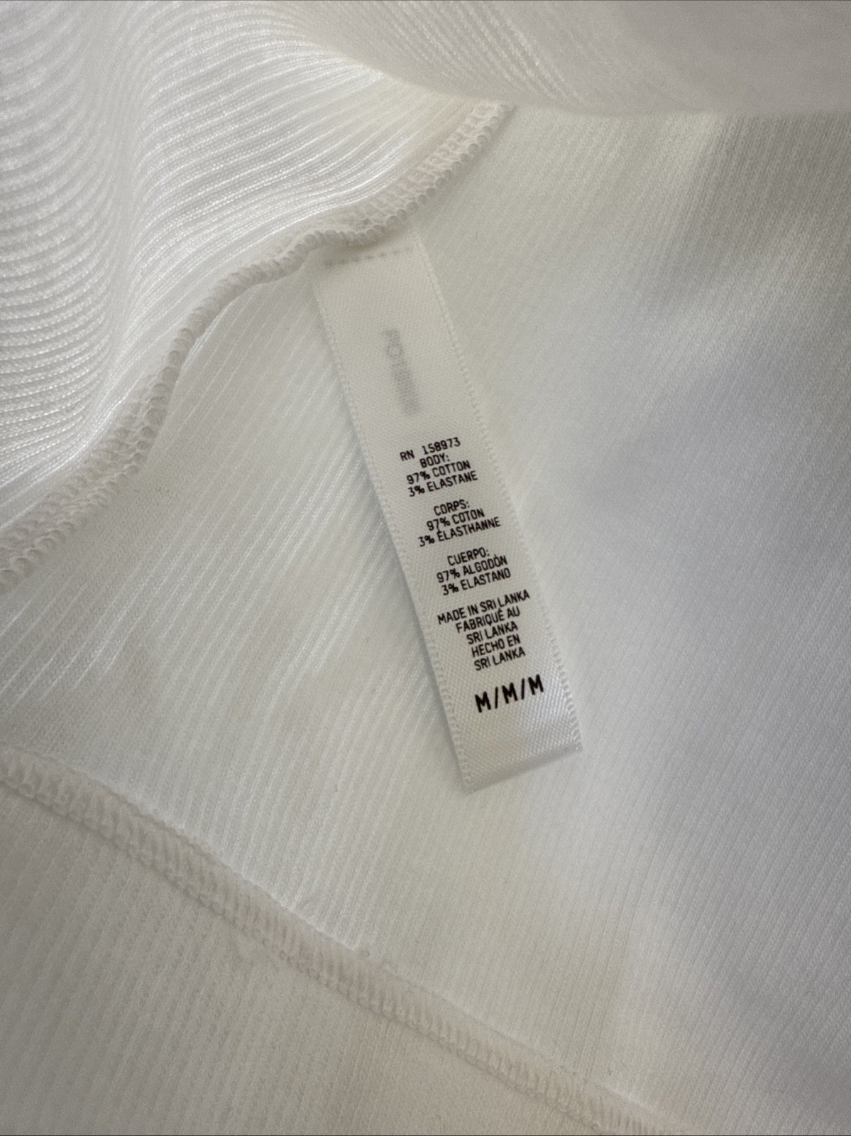 NEW Skims Men’s Cotton Blend Ribbed Tank Top – Single Pair – White – Medium