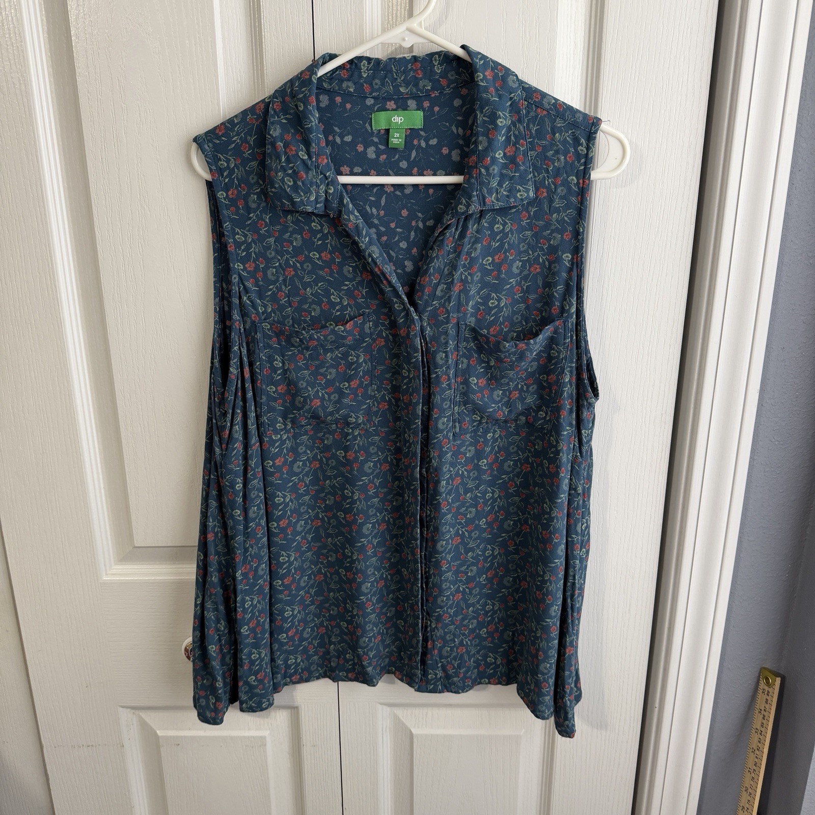 Dip Multicolor Floral Button Up Tank Blouse Women’s Size 2X Spring Office Boho