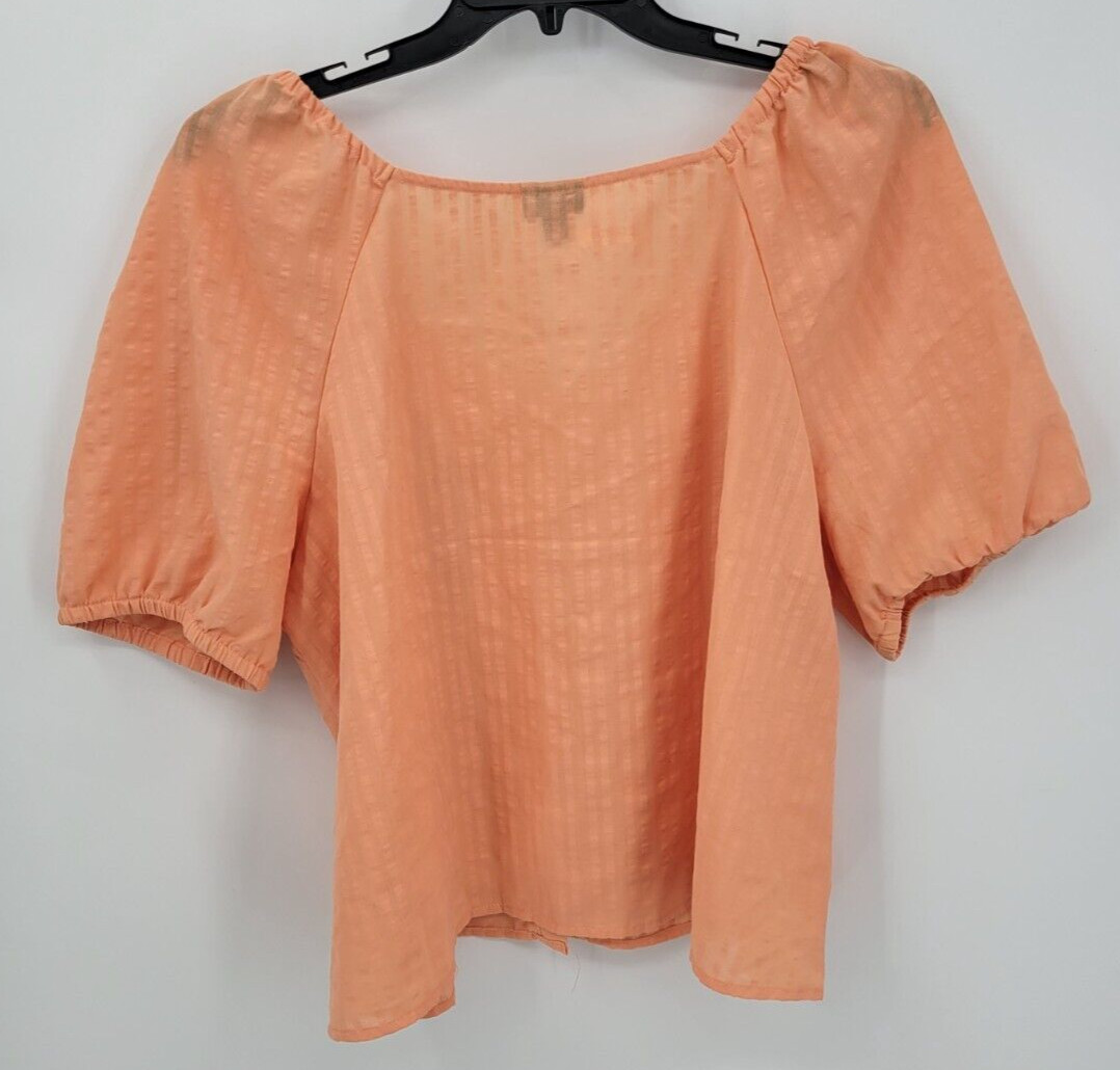 Torrid Top Womens Plus 2X Orange Puff Sleeve Sweetheart Neckline Romantic Blouse