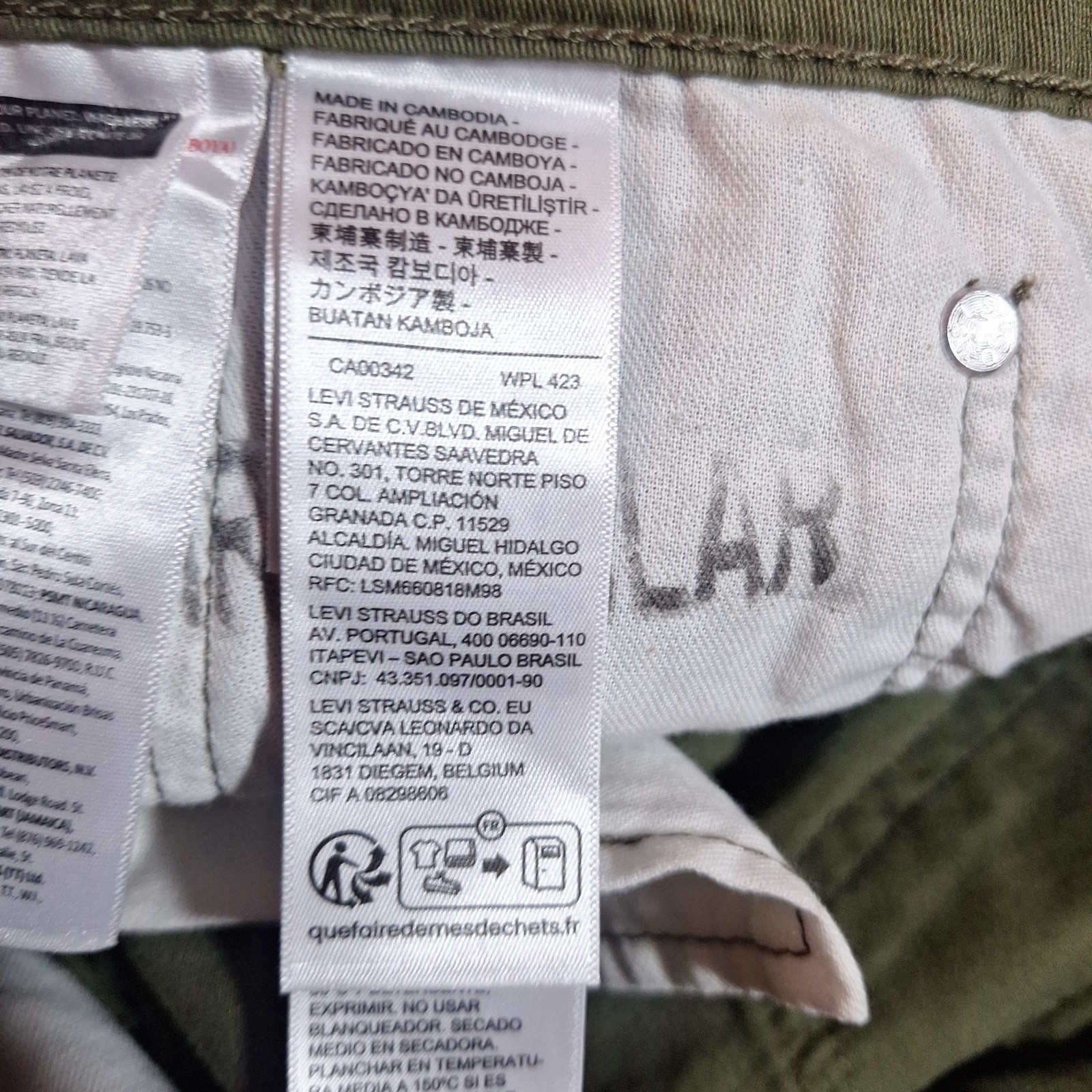 Levi’s 513 Slim Straight Pants Men’s 38×32 Chino Green Stretch Lightweight Jeans