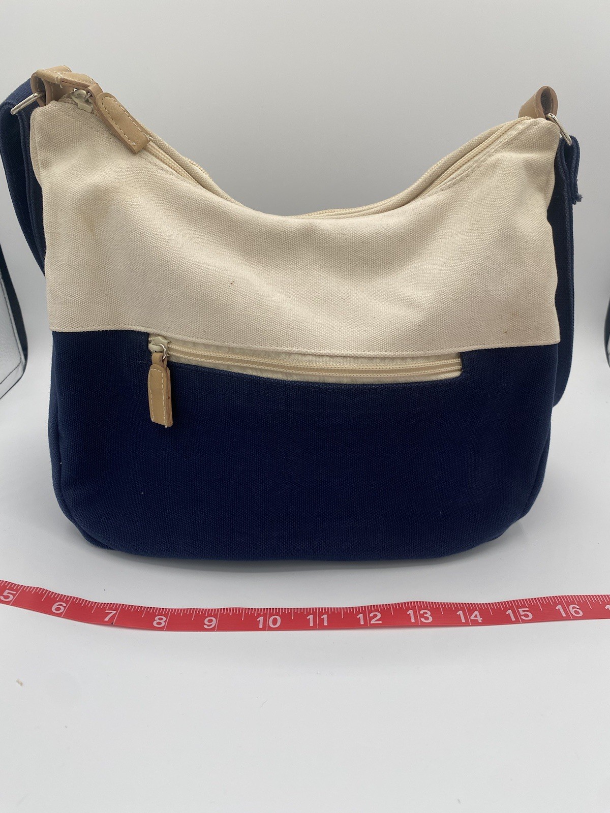 Croft and Barrow navy and cream canvas shoulder bag