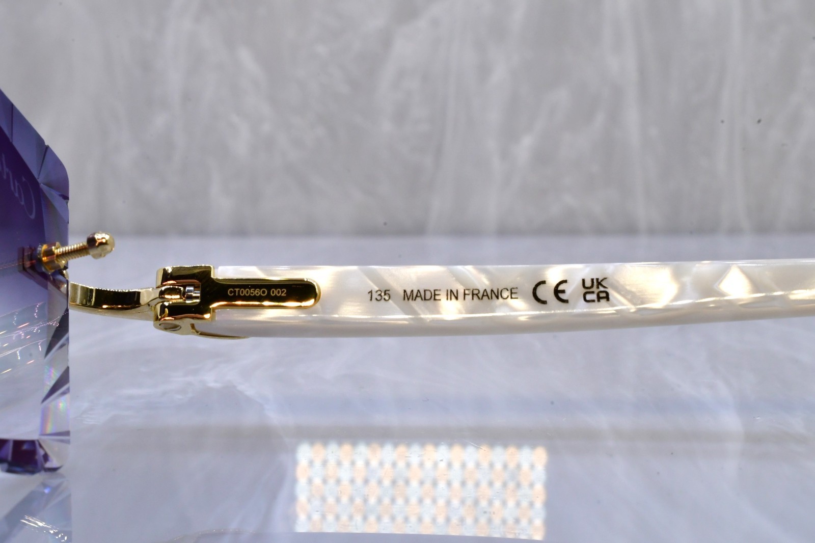 Cartier rimless white c decor gold Diamond cut white pearl sunglasses ct0056o