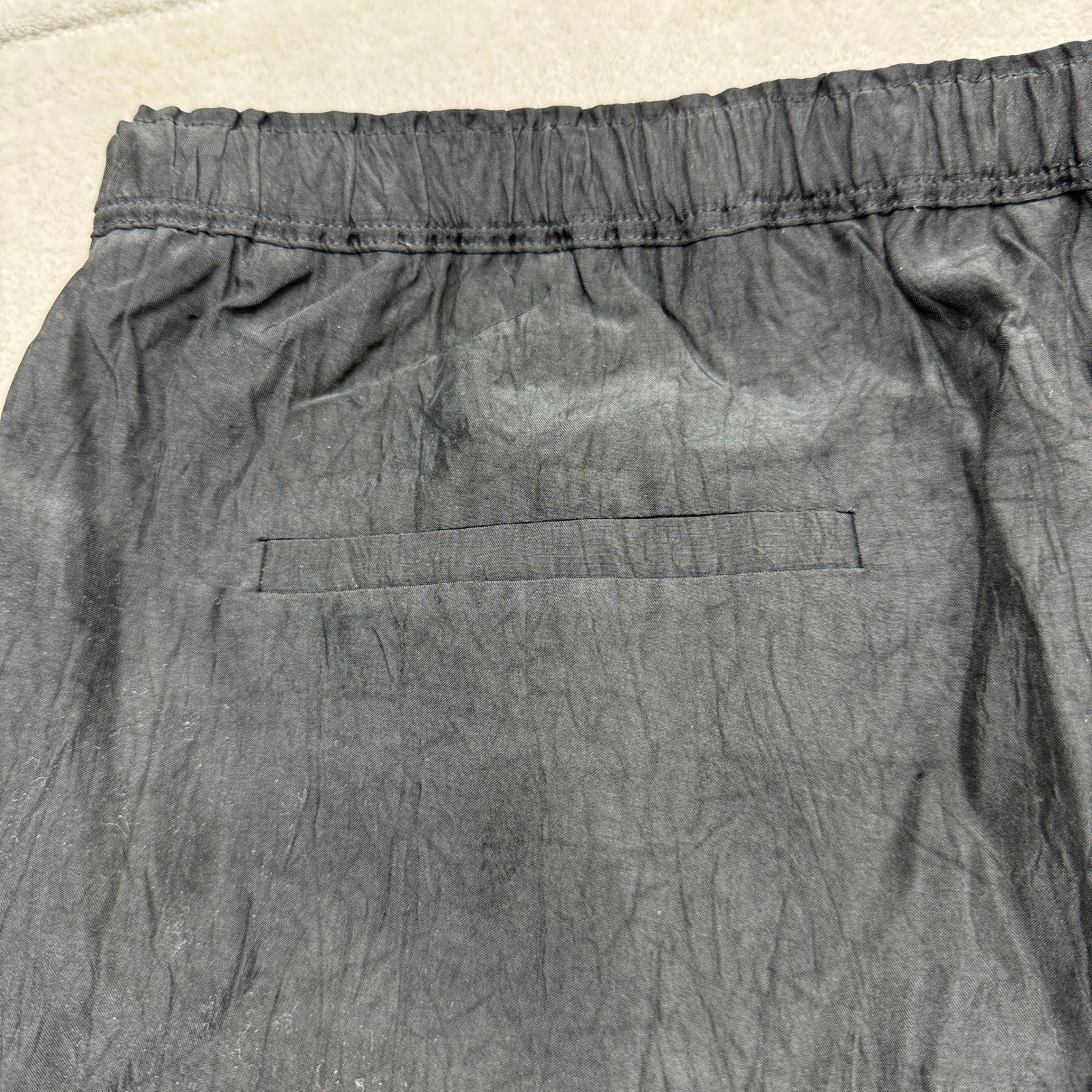 J.Crew Wide Leg Pants Womens Medium Black Crinkled Texture Cupro Chic Boho Flowy