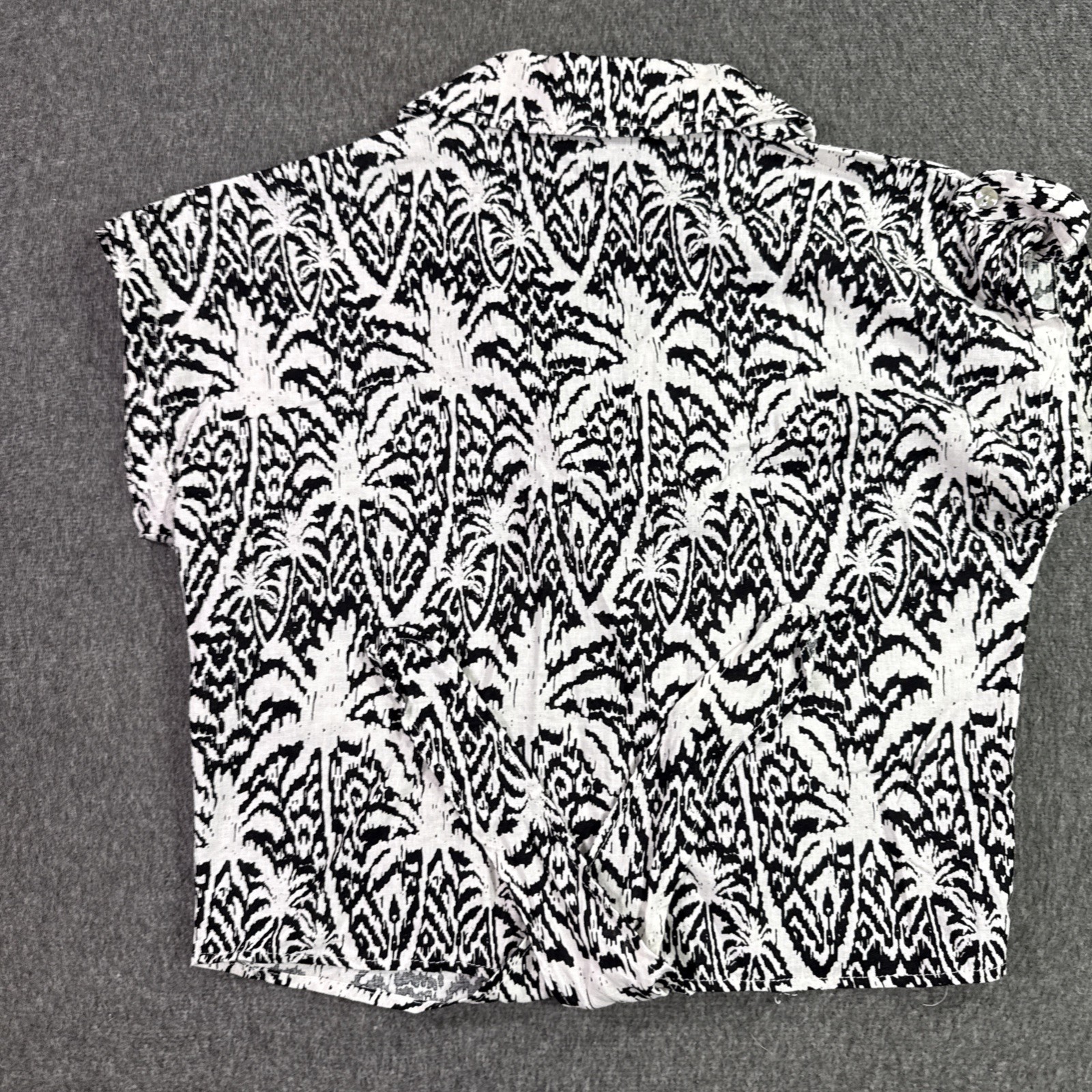 Panama Jack Linen Blend Tie Front Button Up Shirt Women’s XS Black White Floral