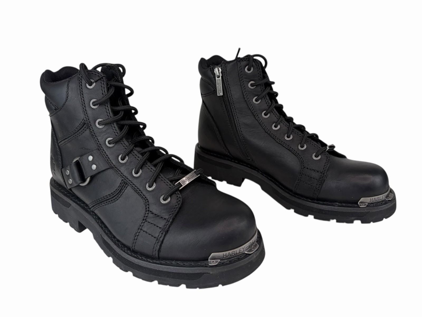 Harley Davidson Maddy 6-Inch Lace Up Black Boots Zipper D84189 Womens 11 M Black