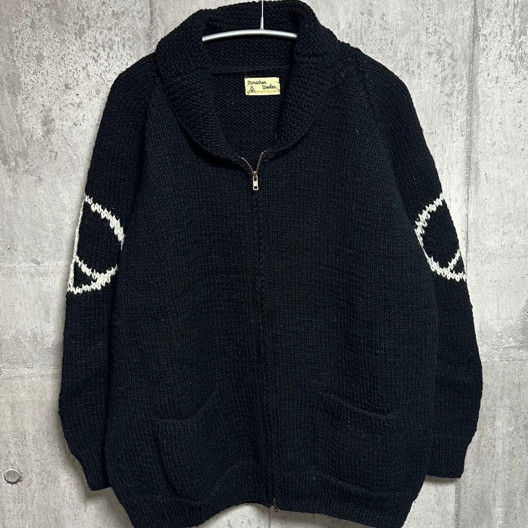 Macmahon Cowichan Knit Zip Up Handmade in Nepal Large Fit Used