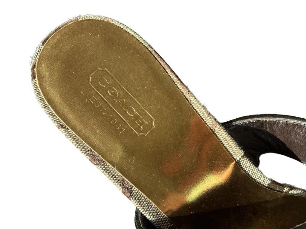 Coach Gracy Signature Canvas Wedge Thong Sandals