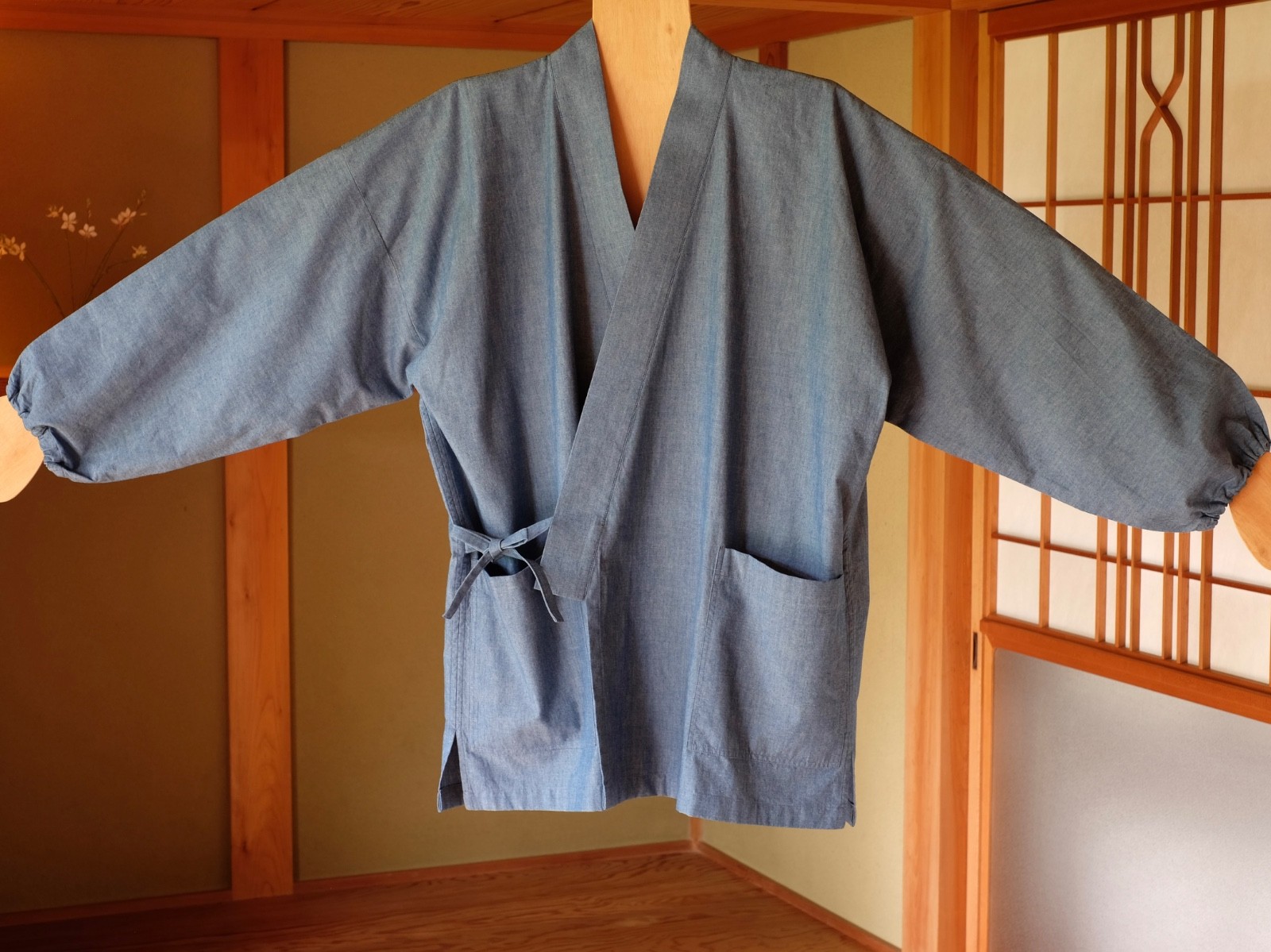 Japanese Samue Top L Blue Cotton Dungaree Workwear Smock Handmade